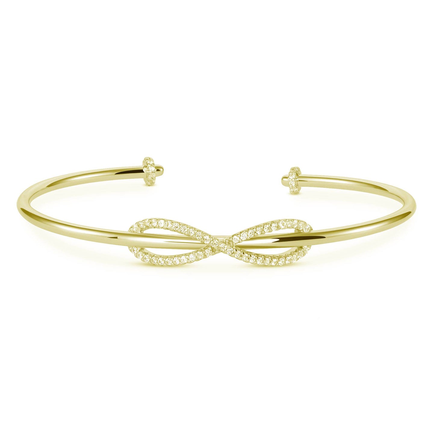Silver 925 Rhodium Plated Pave Style Infinity Cubic Zirconia Bangle. BG1046GP