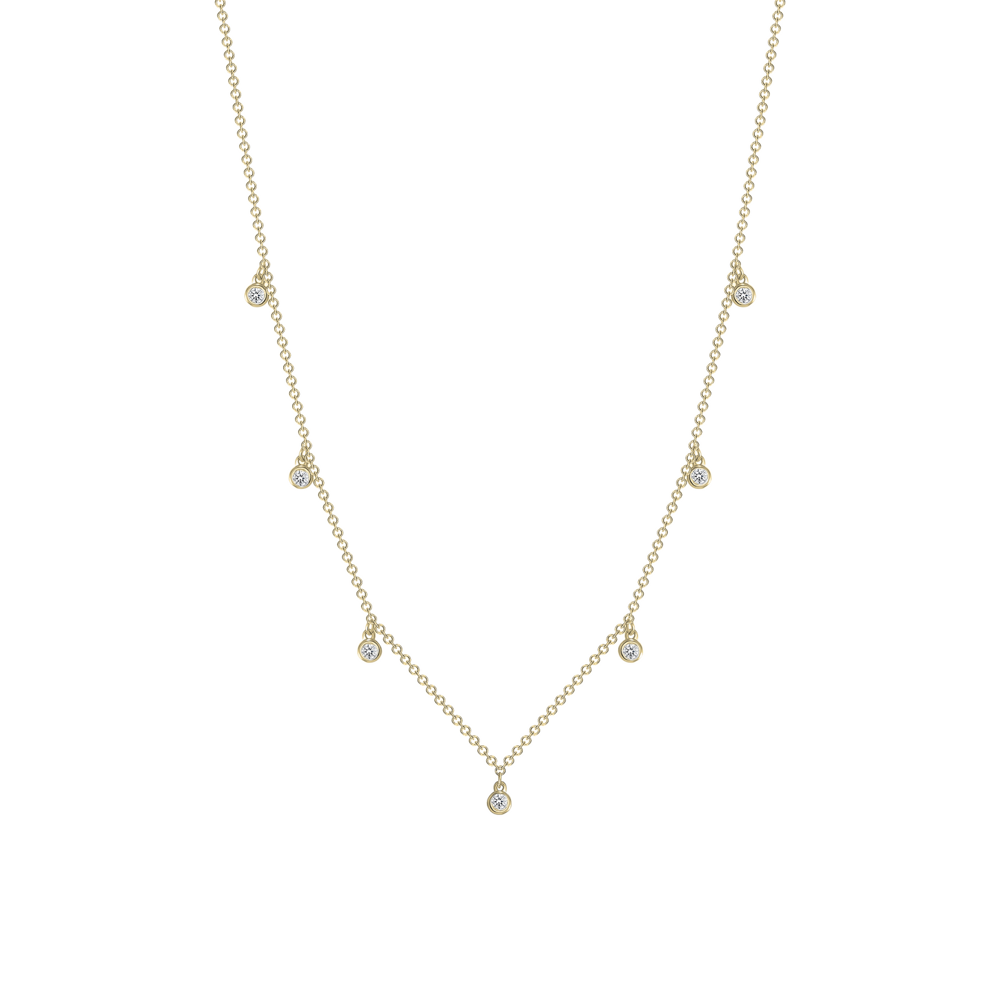 Sterling Silver Gold Plated Cubic Zirconia Round Charm Necklace. BN3871GP