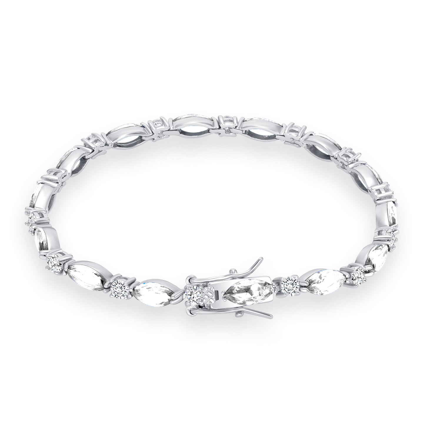 GH2046CLR. Silver 925 Rhodium Plated Clear Cubic Zirconia Tennis Bracelet