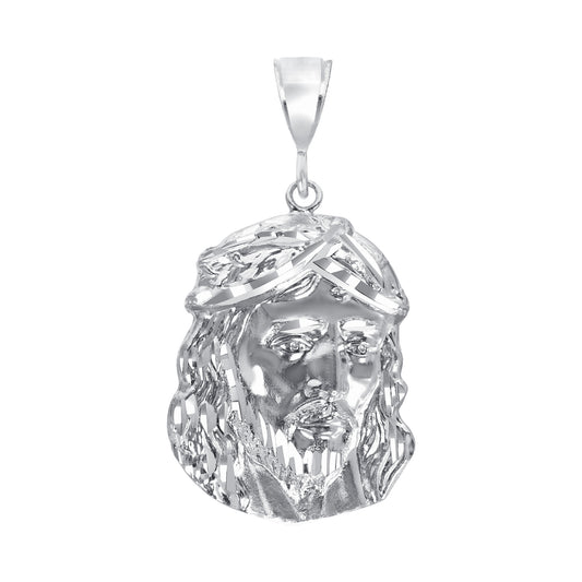 Silver 925 Jesus Diamond Cut Pendant. MEDA60