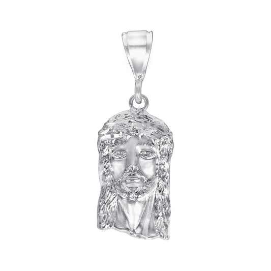 Silver 925 Jesus Head Diamond Cut Pendant. MEDA62