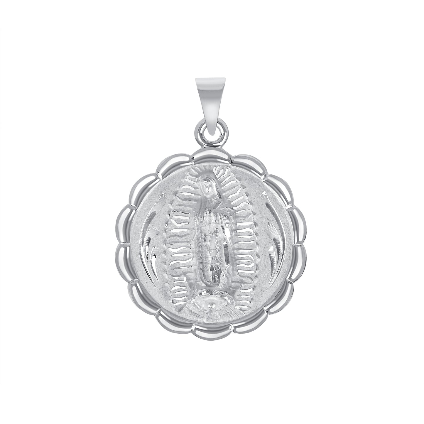 Silver 925 San Judas (Saint Jude) Two-Sided Round Puff Pendant. MEDA73