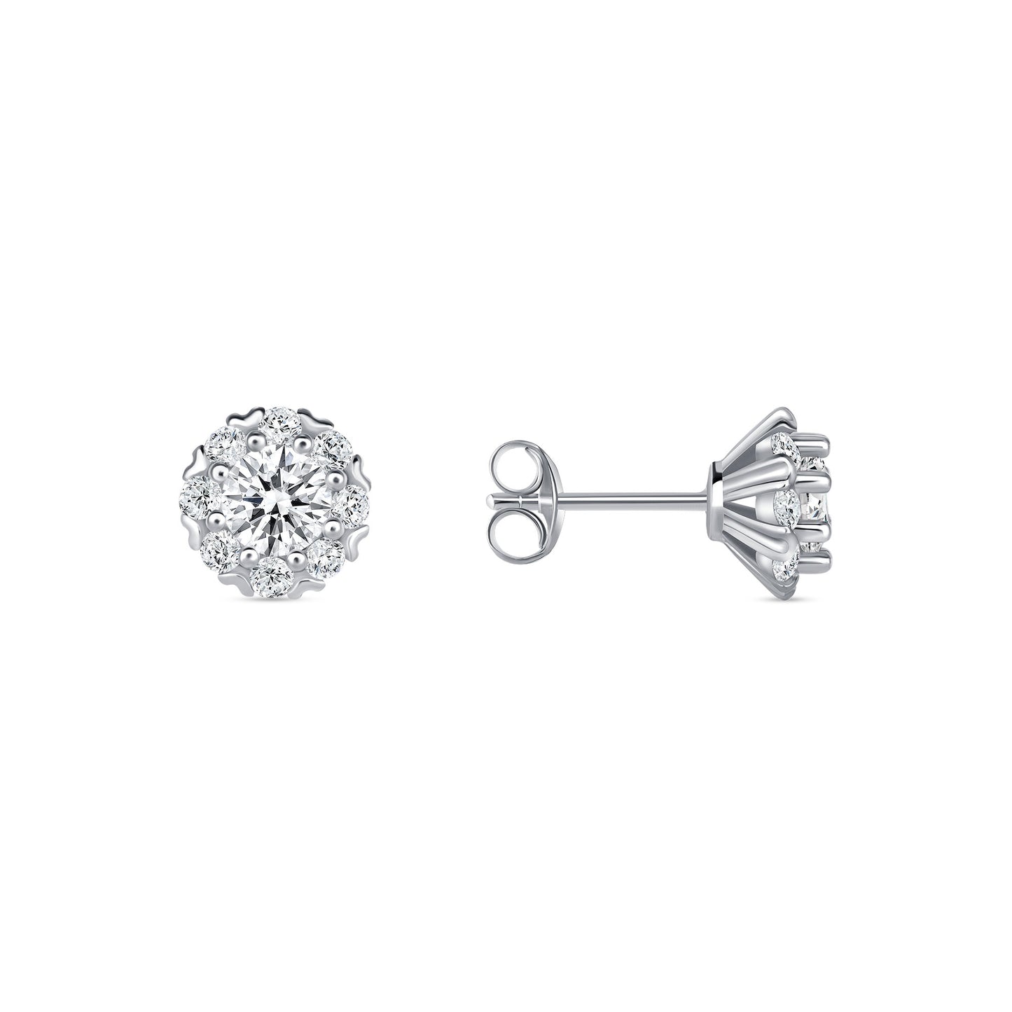 Silver 925 Rhodium Plated 5 mm. Moissanite Stud Earring. MHE00001-5MM
