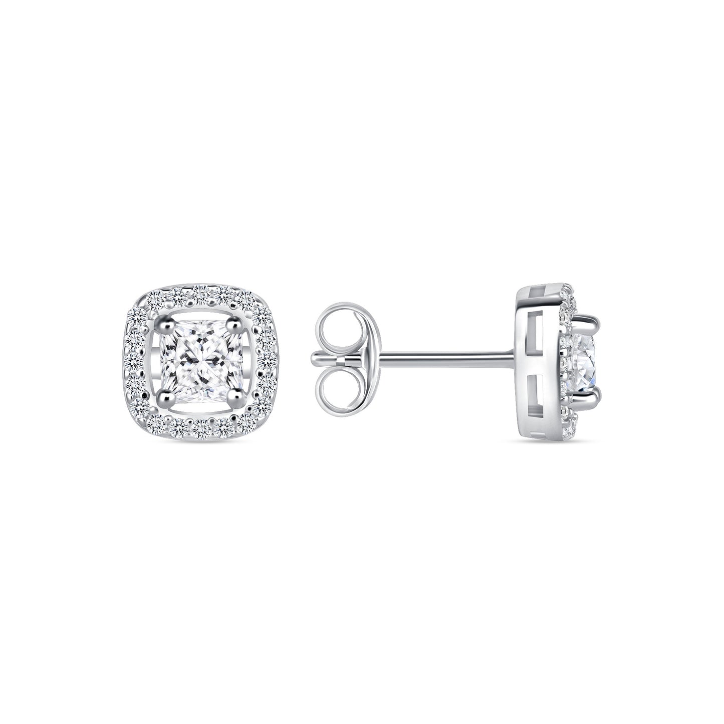 Silver 925 Rhodium Plated 0.4 Carat Round Moissanite Stud Earring. MHE00011-0.4CT
