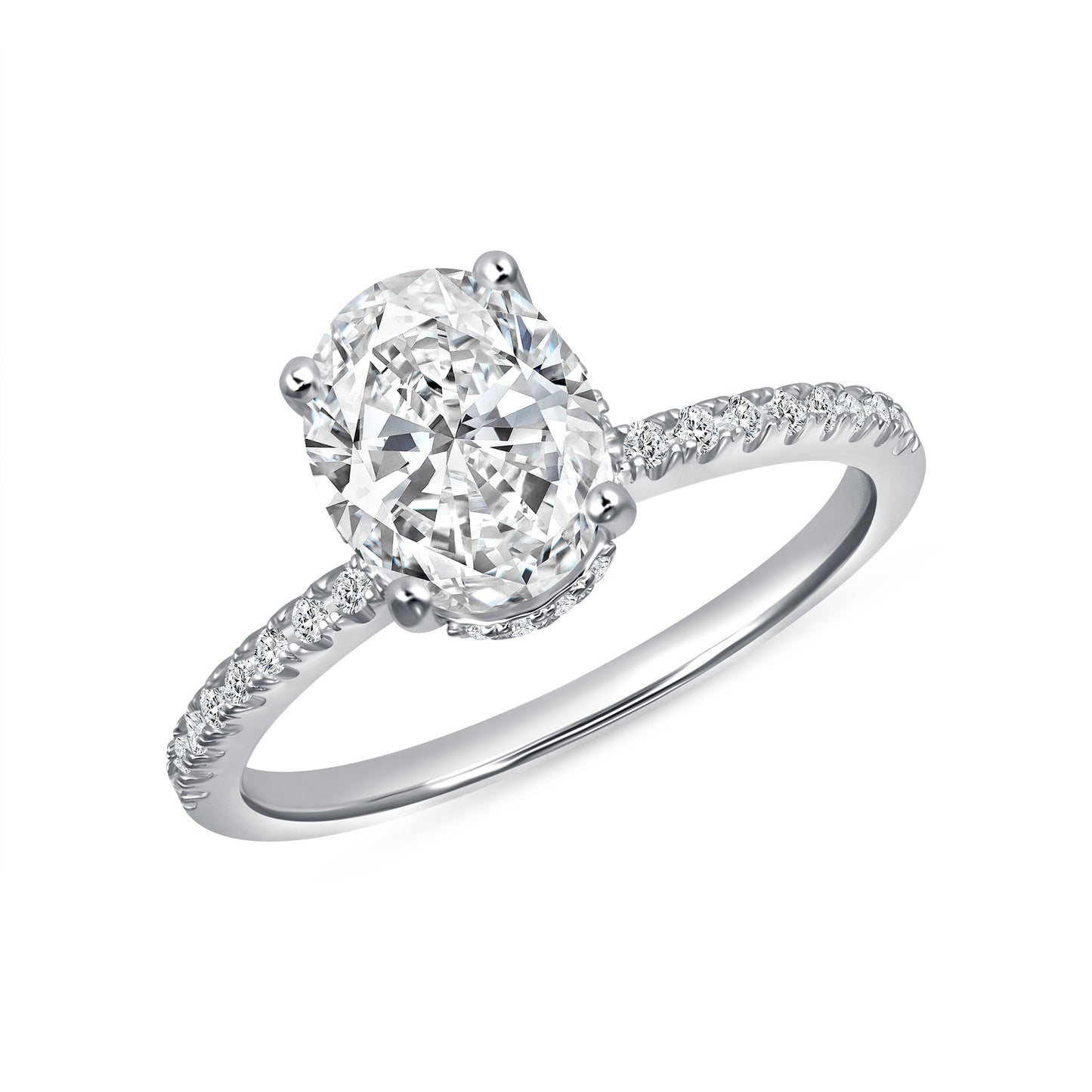 Silver 925 Rhodium Plated 2 Carat Moissanite Solitaire Men's Ring. MHR00040-2CT