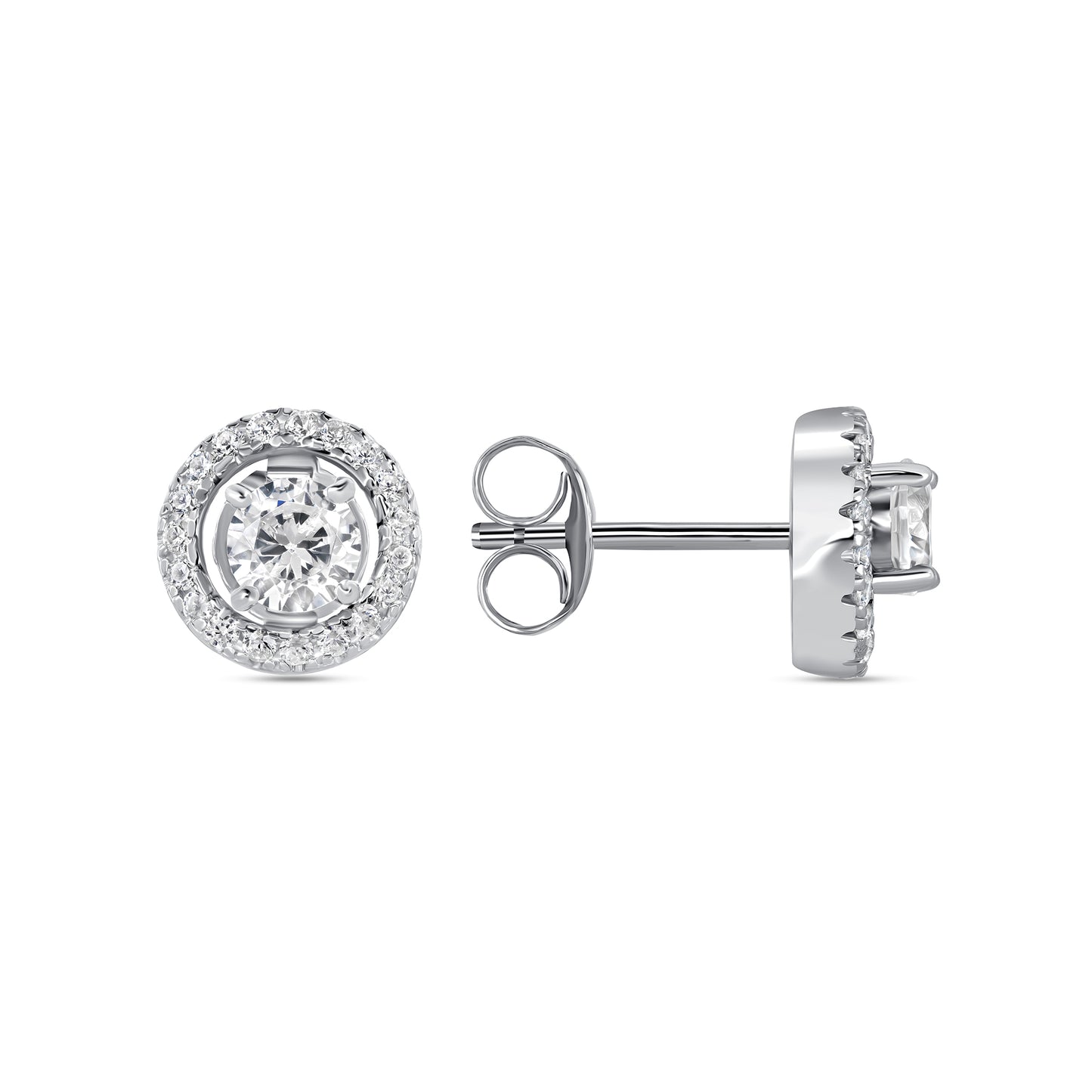 Silver 925 Rhodium Plated Clear Cubic Zirconia Round Shape Set. SETBN3371