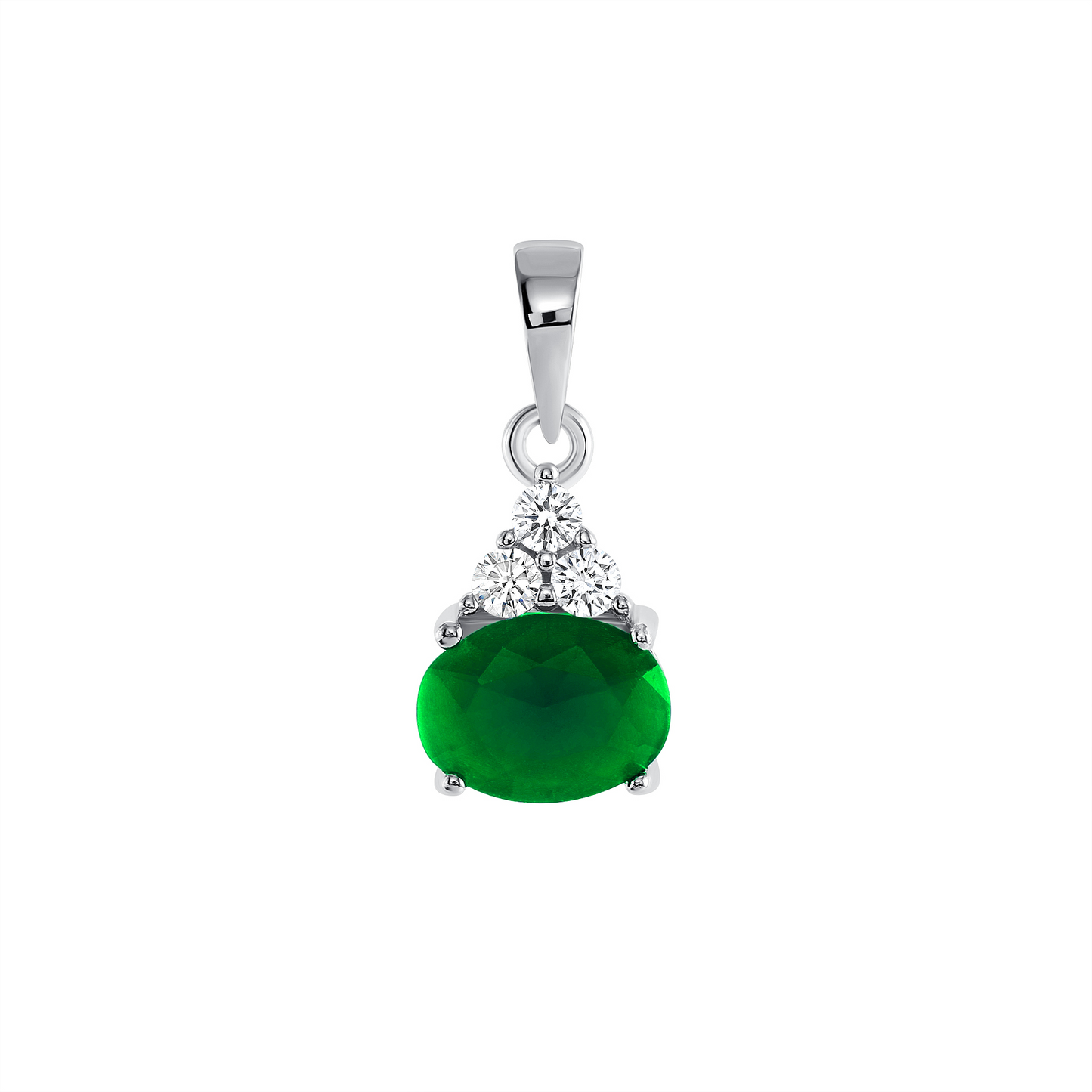 Silver 925 Rhodium Plated Oval Green Matte Cubic Zirconia Crown Glass Set. SETBP13791GRN
