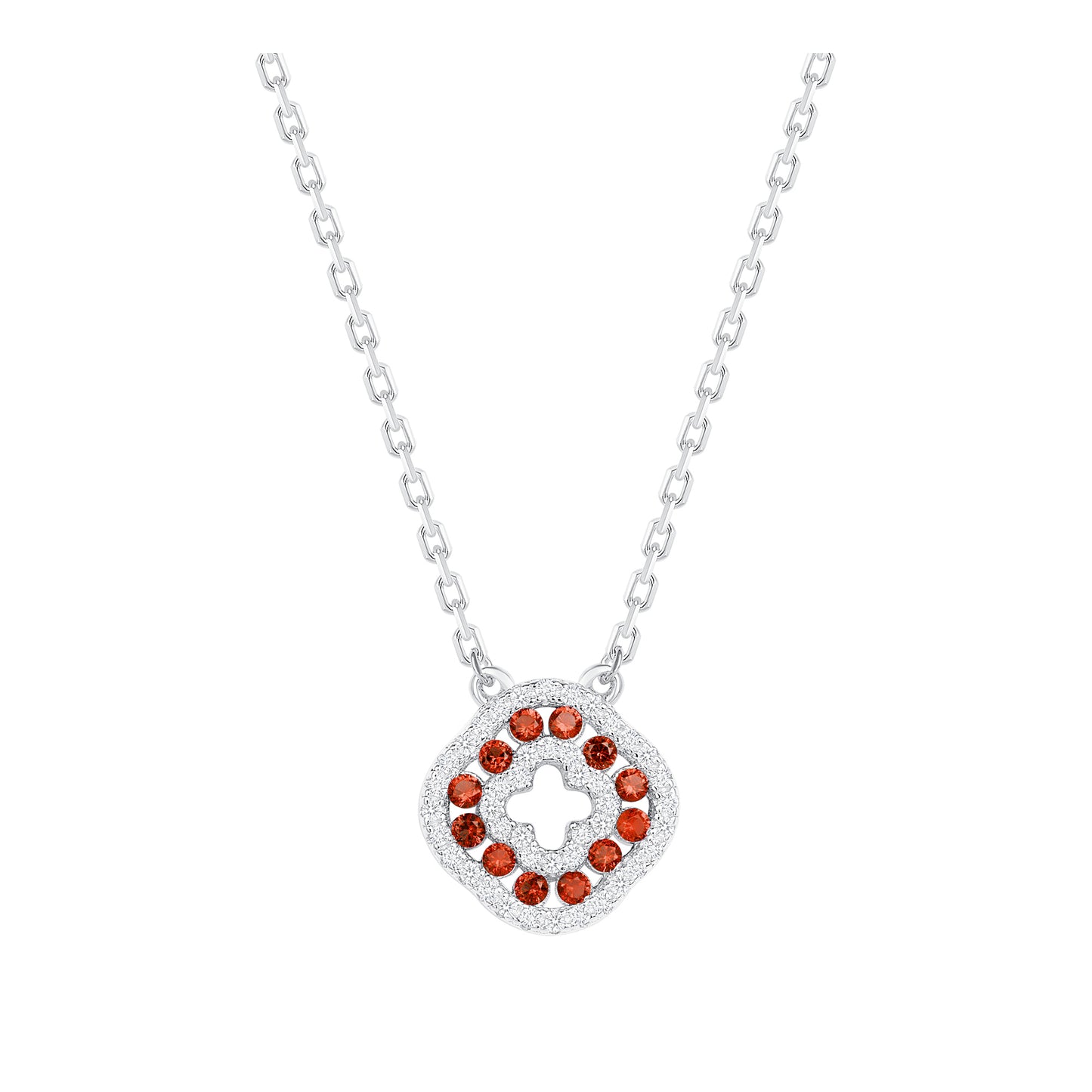 Silver 925 Rhodium Plated Round Amethyst Red Cubic Zirconia Set. SETDGN1298RED