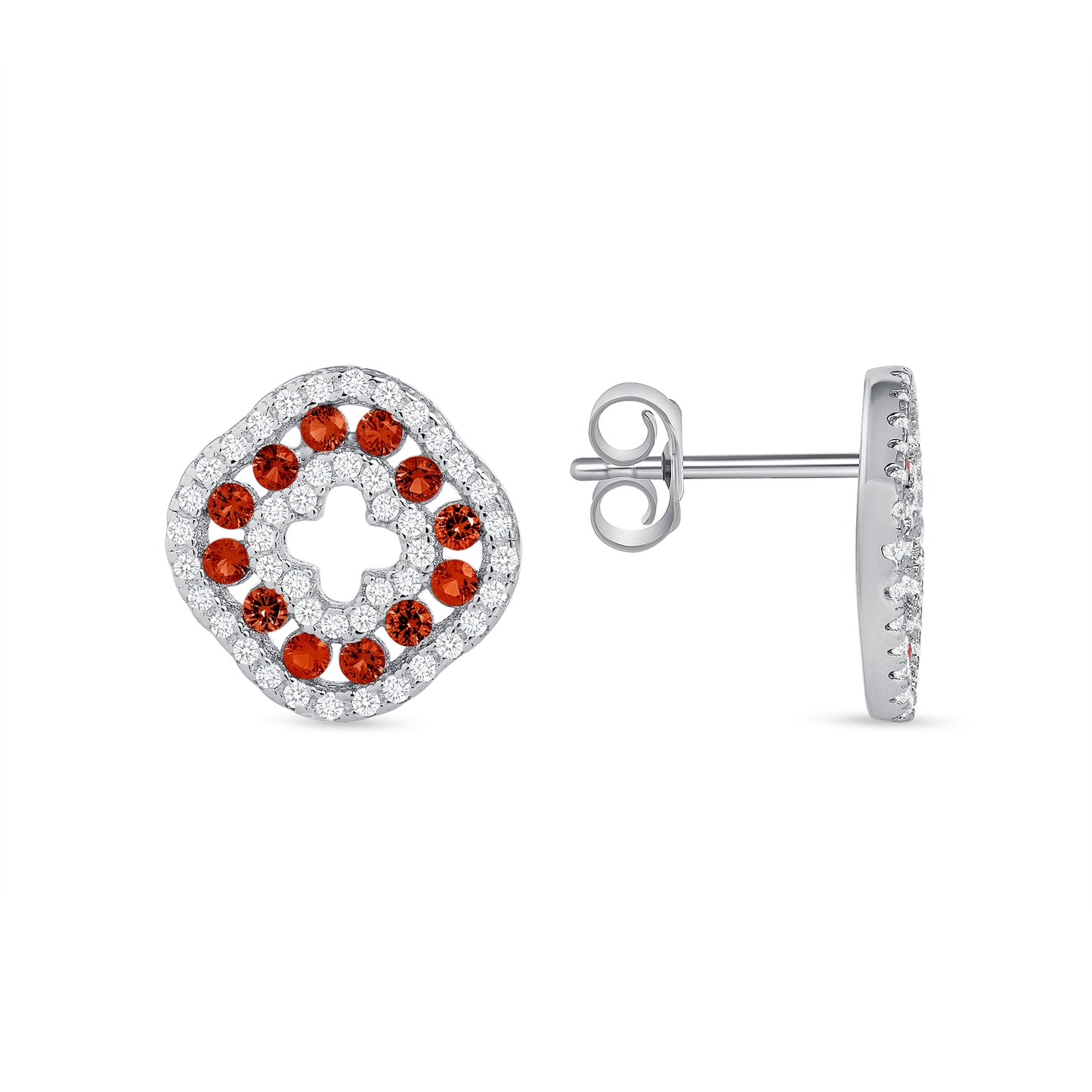 Silver 925 Rhodium Plated Round Amethyst Red Cubic Zirconia Set. SETDGN1298RED