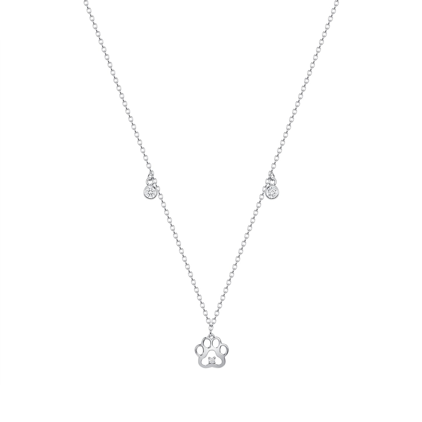 Silver 925 Rhodium Plated Two Girls Cubic Zirconia Necklace. BN4074