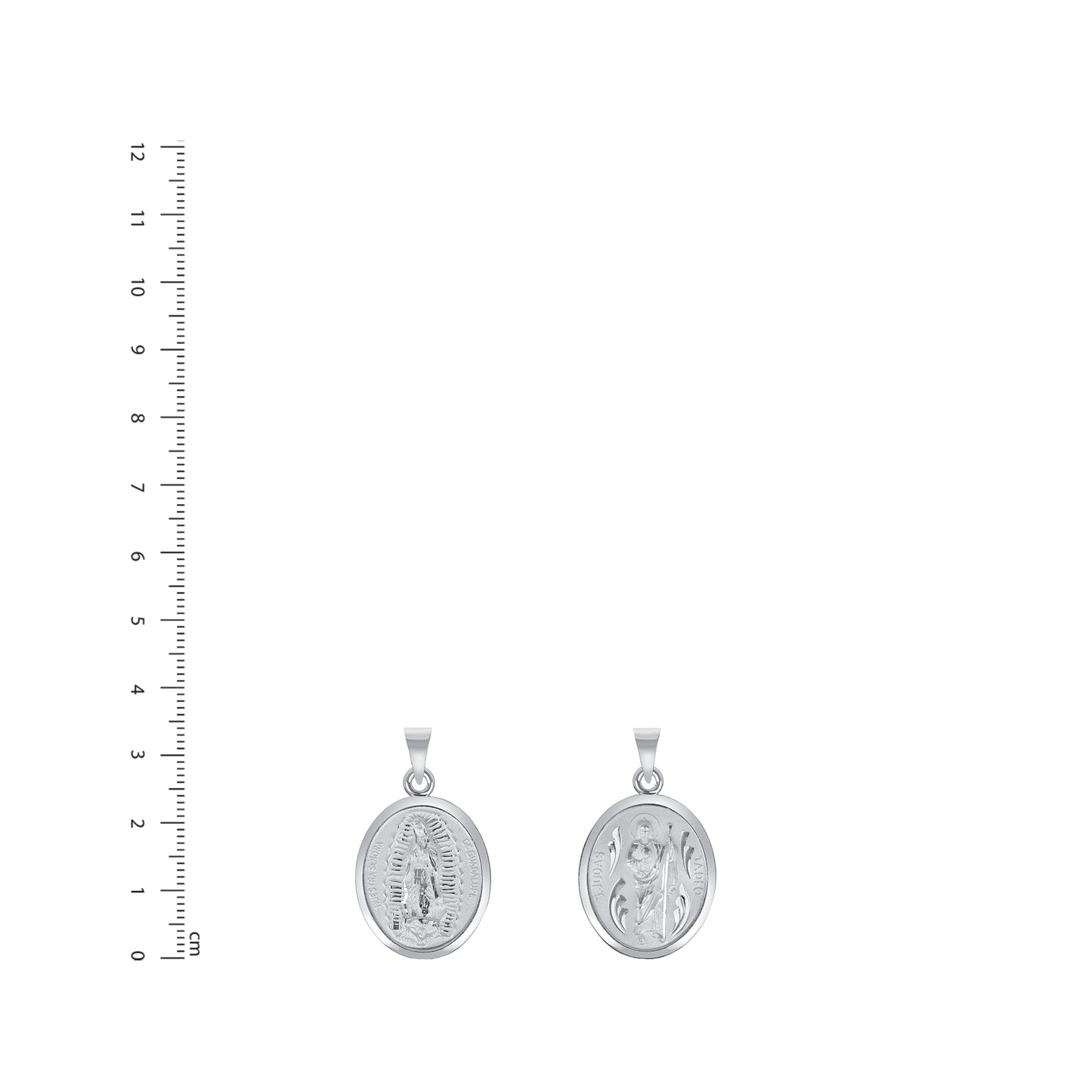 Silver 925 Virgin Mary Miraculous (Virgen Milagrosa) Large Two-Sided Oval Pendant. MEDA66-L