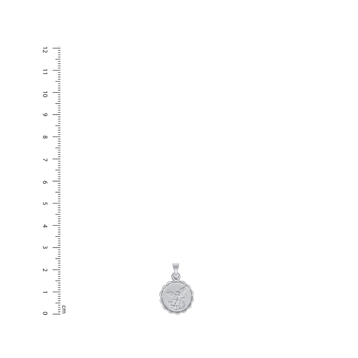 Silver 925 San Miguel (Saint Michael) Round Puff Pendant. MEDA85