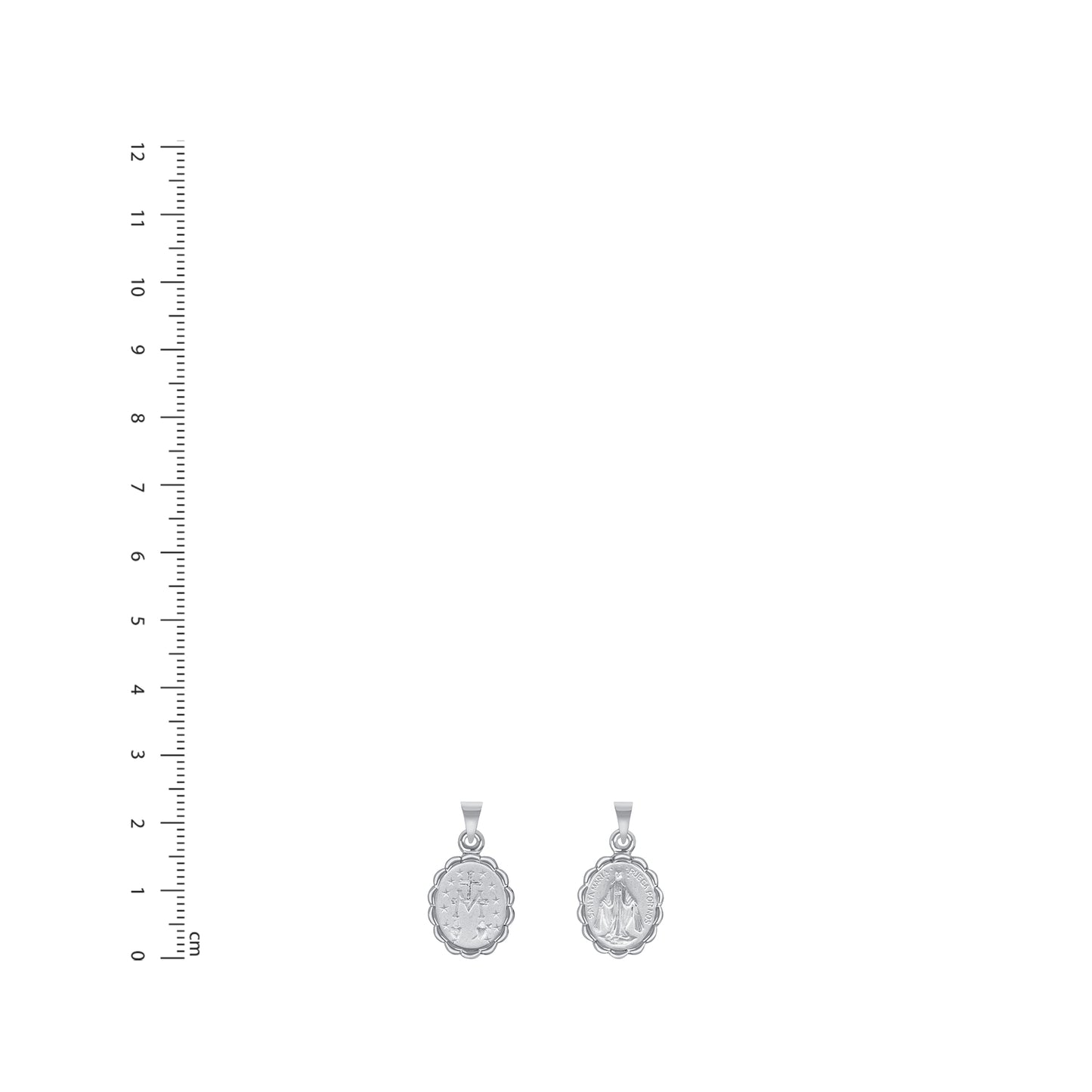 Silver 925 Virgin Miraculous Two-Sided Oval Puff Pendant. MEDA68
