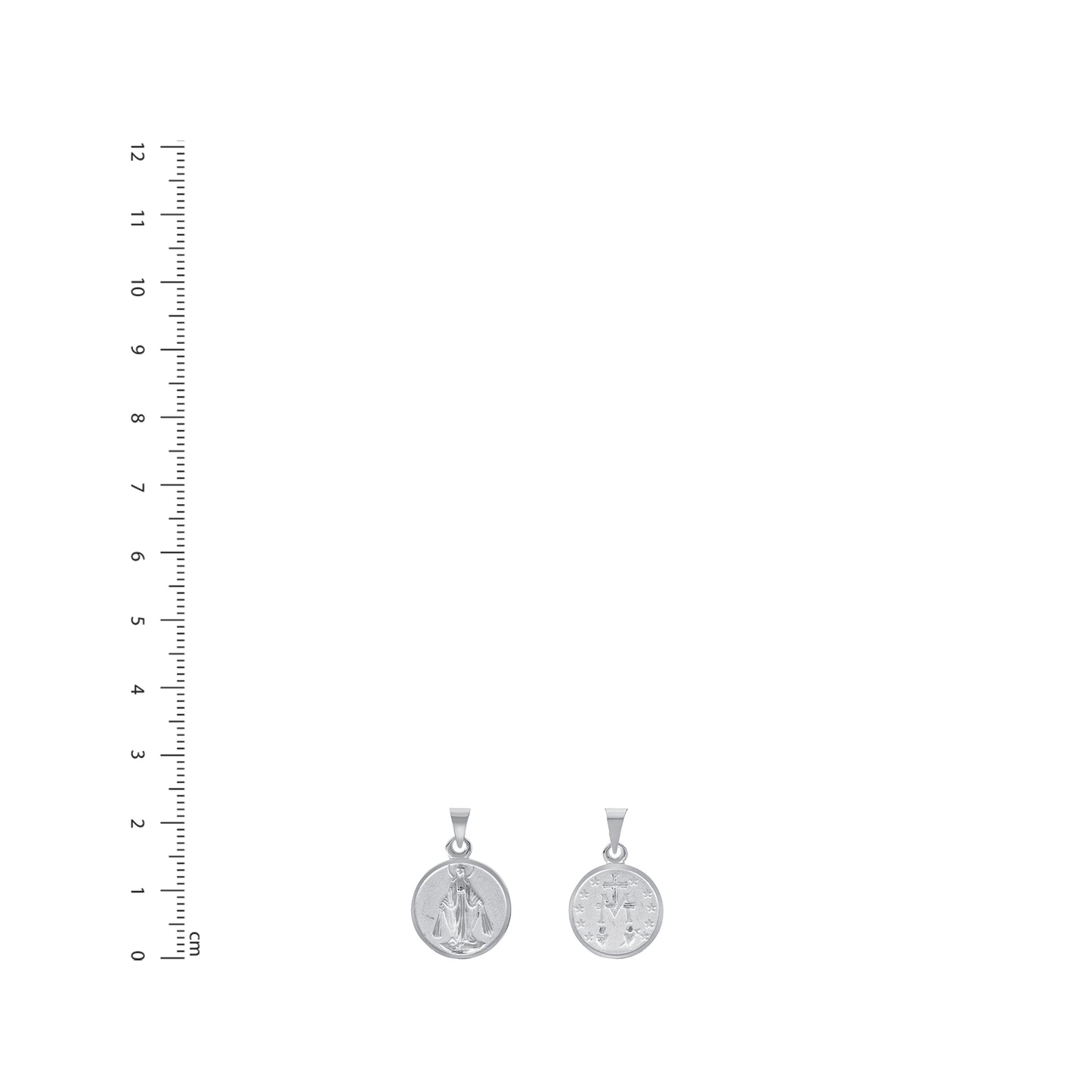 Silver 925 Virgin Small Miraculous Two-Sided Round Pendant. MEDA67