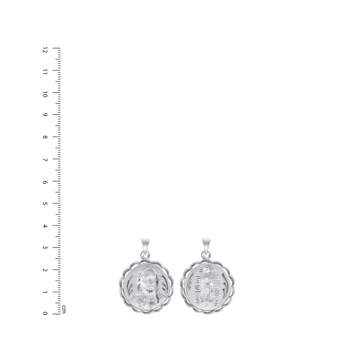 Silver 925 San Judas (Saint Jude) Two-Sided Round Puff Pendant. MEDA73
