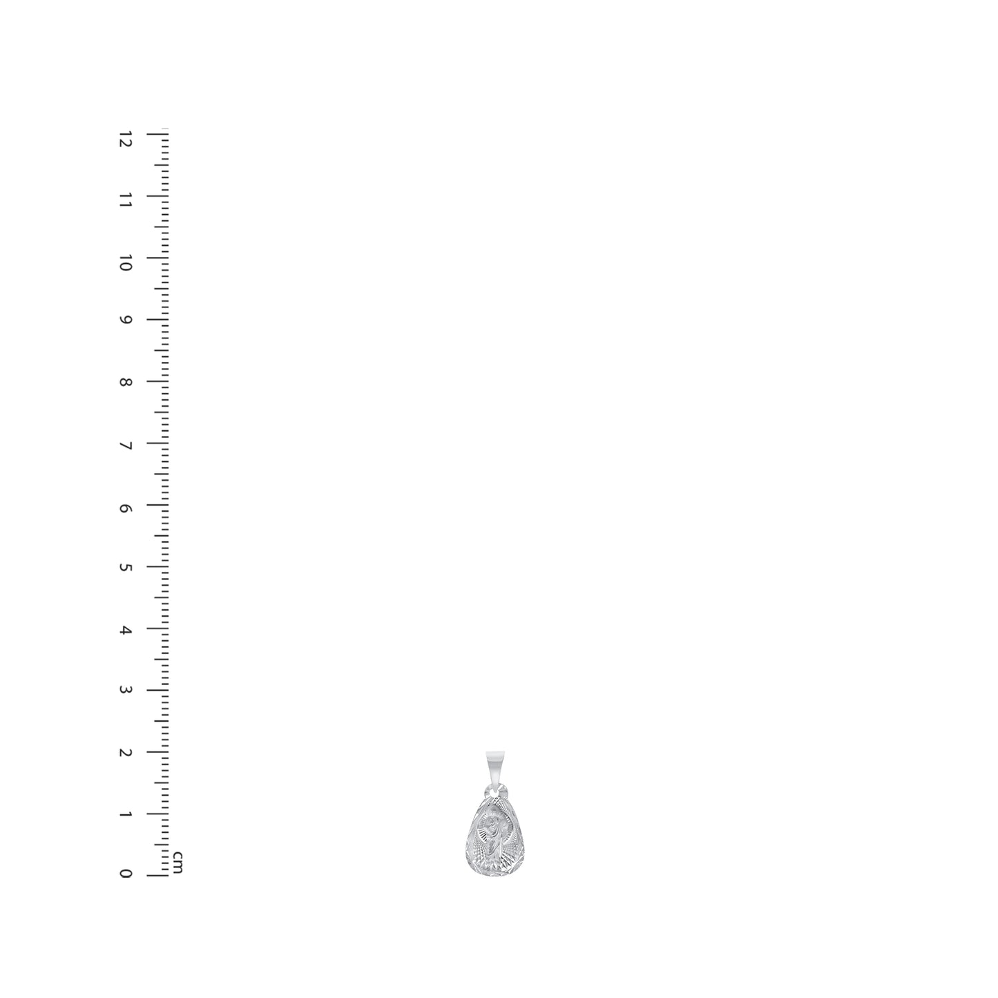 Silver 925 San Judas (Saint Jude) Diamond Cut Tear Drop Shape Pendant. MEDA81