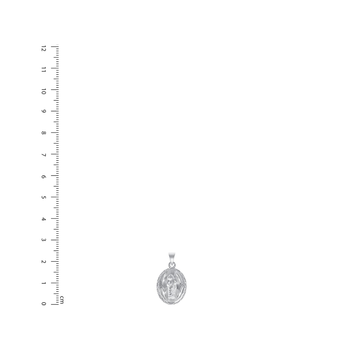 Silver 925 Virgin Mary Small Diamond Cut Oval Shape Pendant. MEDA88-S