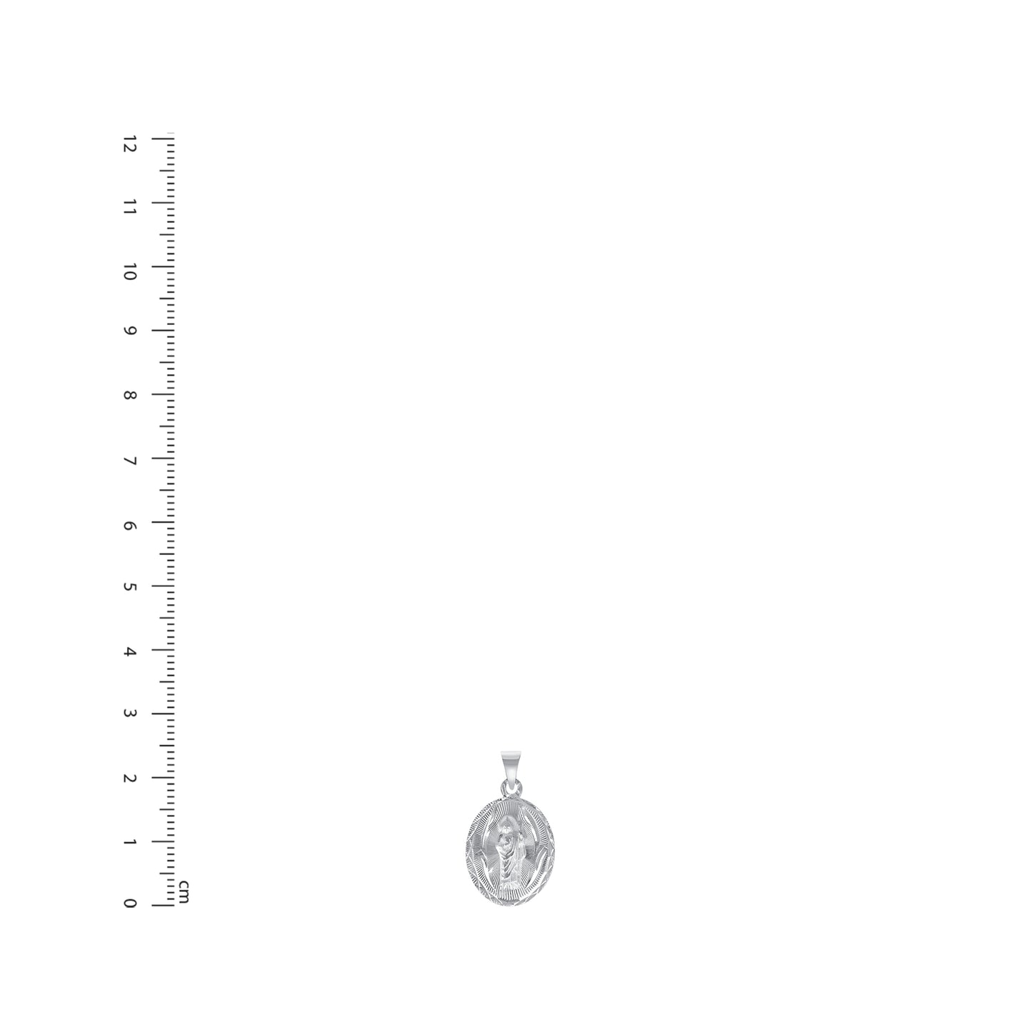 Silver 925 Virgin Mary (Virgen de Guadalupe) and San Judas Diamond Cut Oval Shape Small Pendant. MEDA101-S