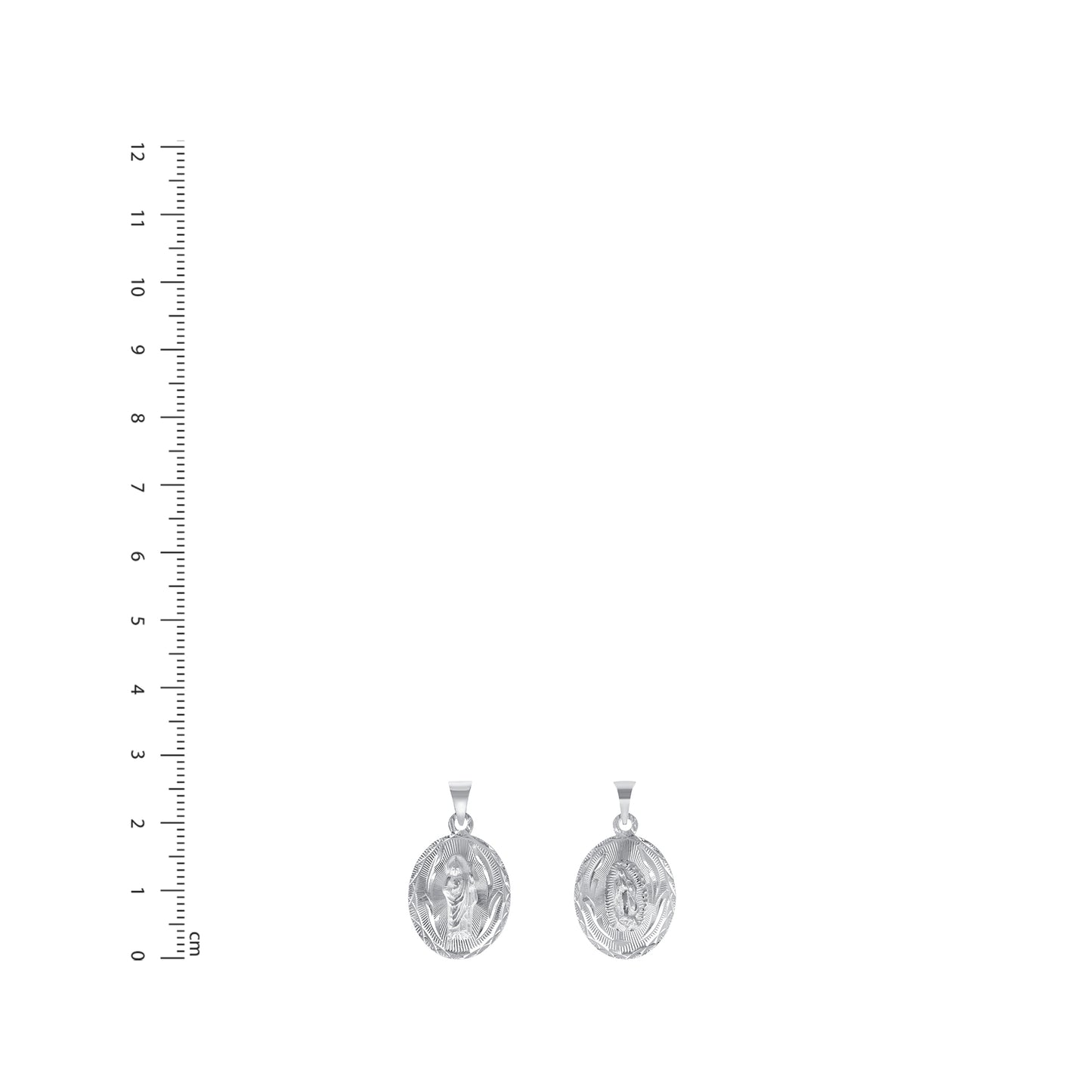 Silver 925 San Judas (Saint Jude) Two-Sided Diamond Cut Oval Pendant. MEDA79-S