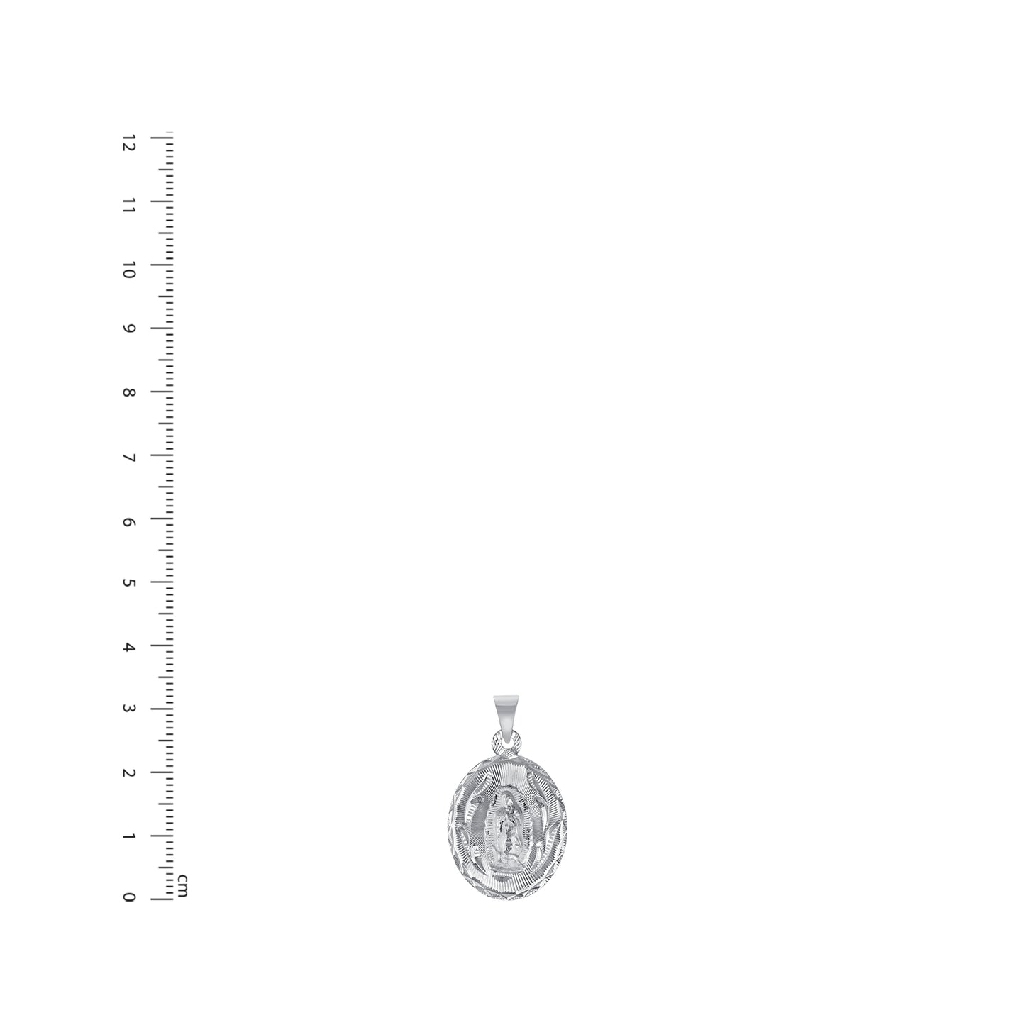 Silver 925 Virgin Mary (Virgen de Guadalupe) and San Judas Diamond Cut Oval Shape Medium Pendant. MEDA101-M