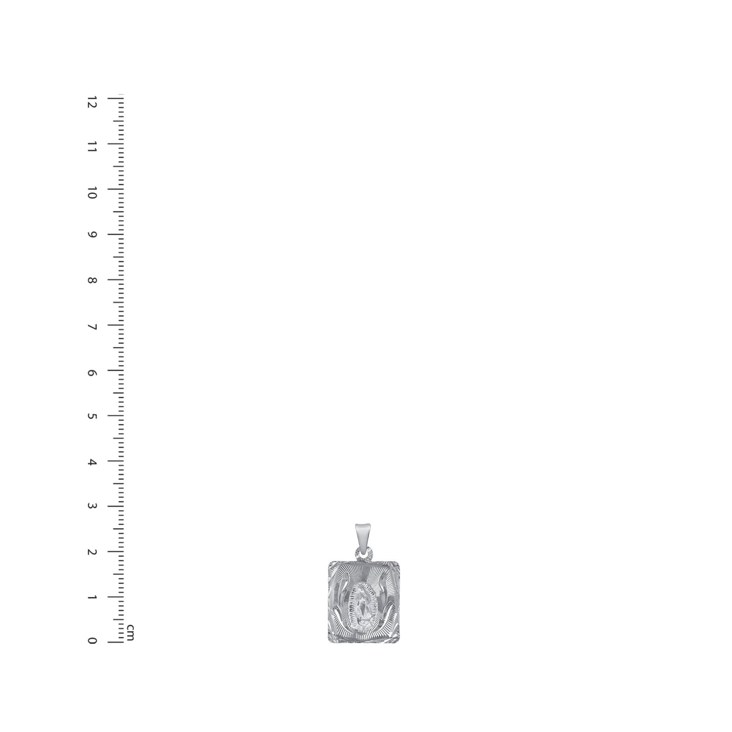 Silver 925 Virgin Mary (Virgen de Guadalupe) Small Square Shape Pendant. MEDA89-S