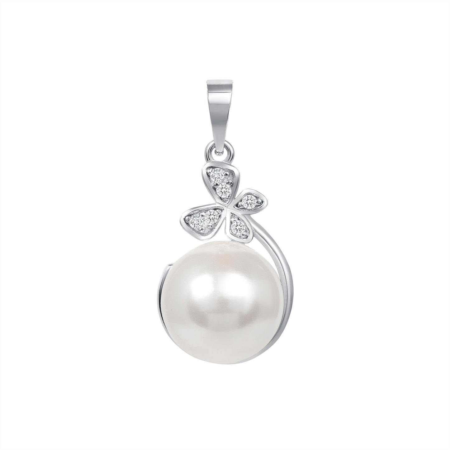 Silver 925 Pearl Butterfly Clear Cubic Zirconia Set. SETBP15367