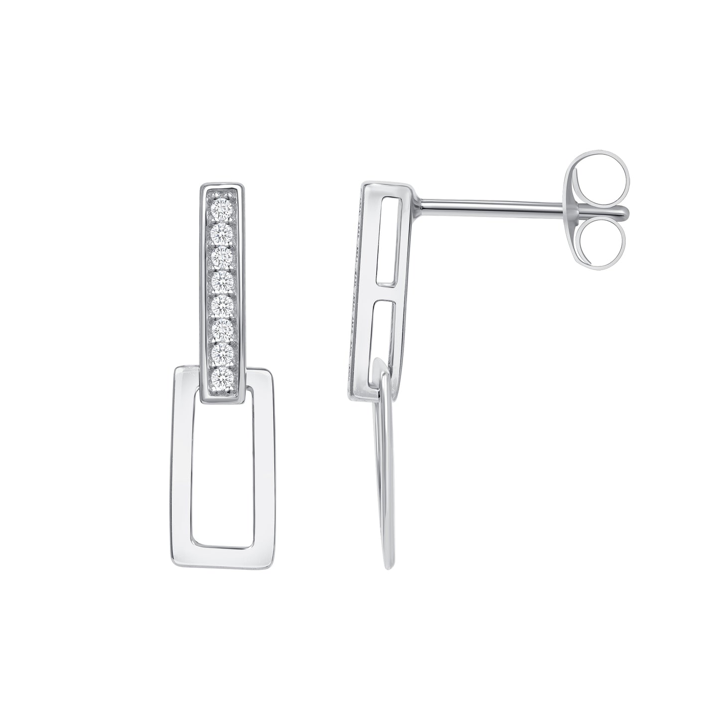 Silver 925 Rhodium Plated Clip Micro Pave Cubic Zirconia Set. SETDGN1272RHD