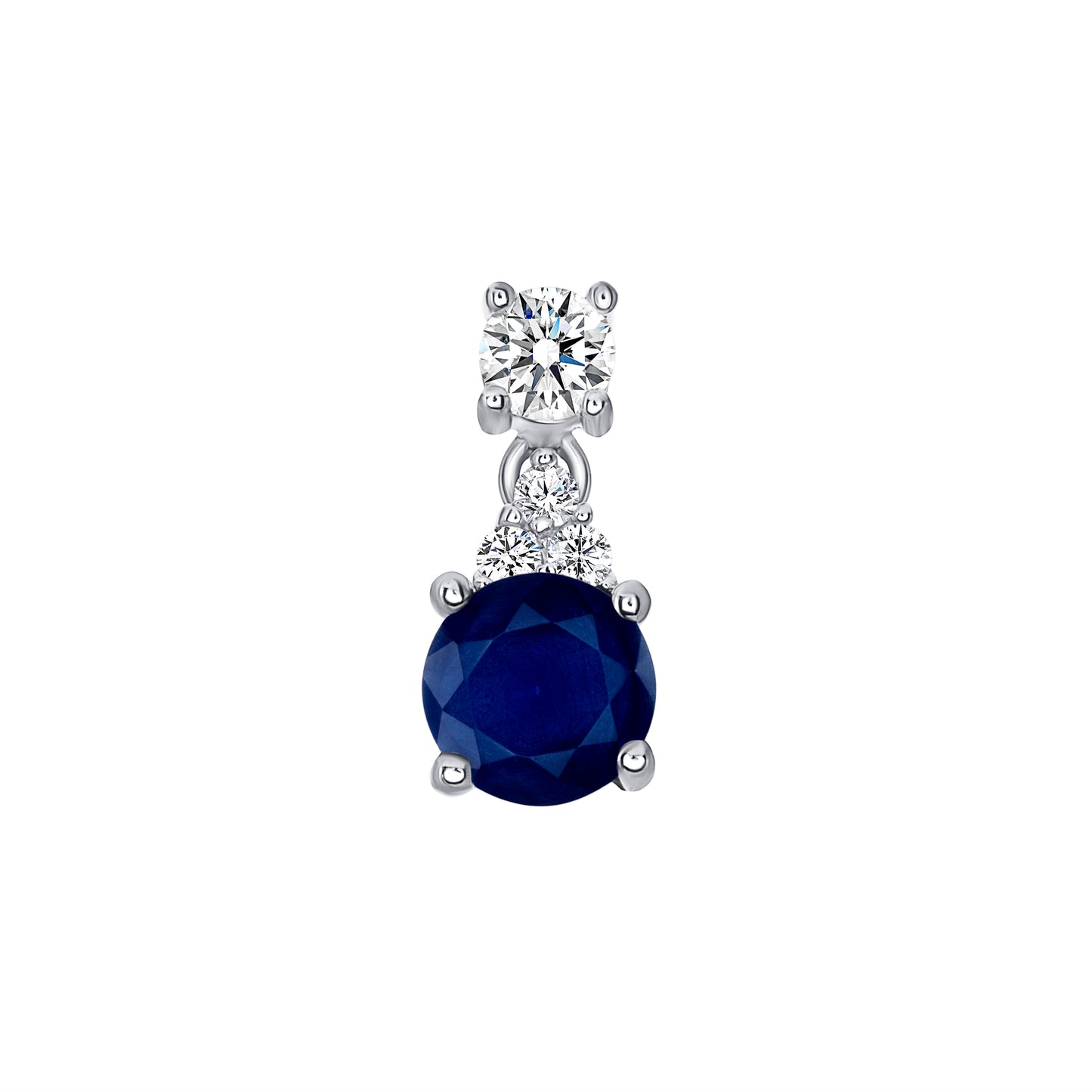 Silver 925 Rhodium Plated Round Sapphire Matte Glass Set. SETBP12260BLU