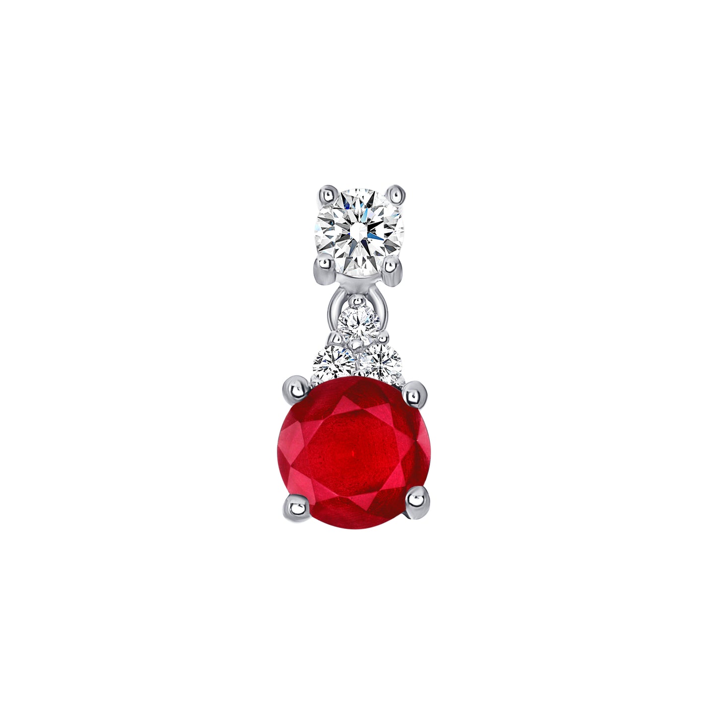 Silver 925 Rhodium Plated Round Ruby Matte Glass Set. SETBP12260RED