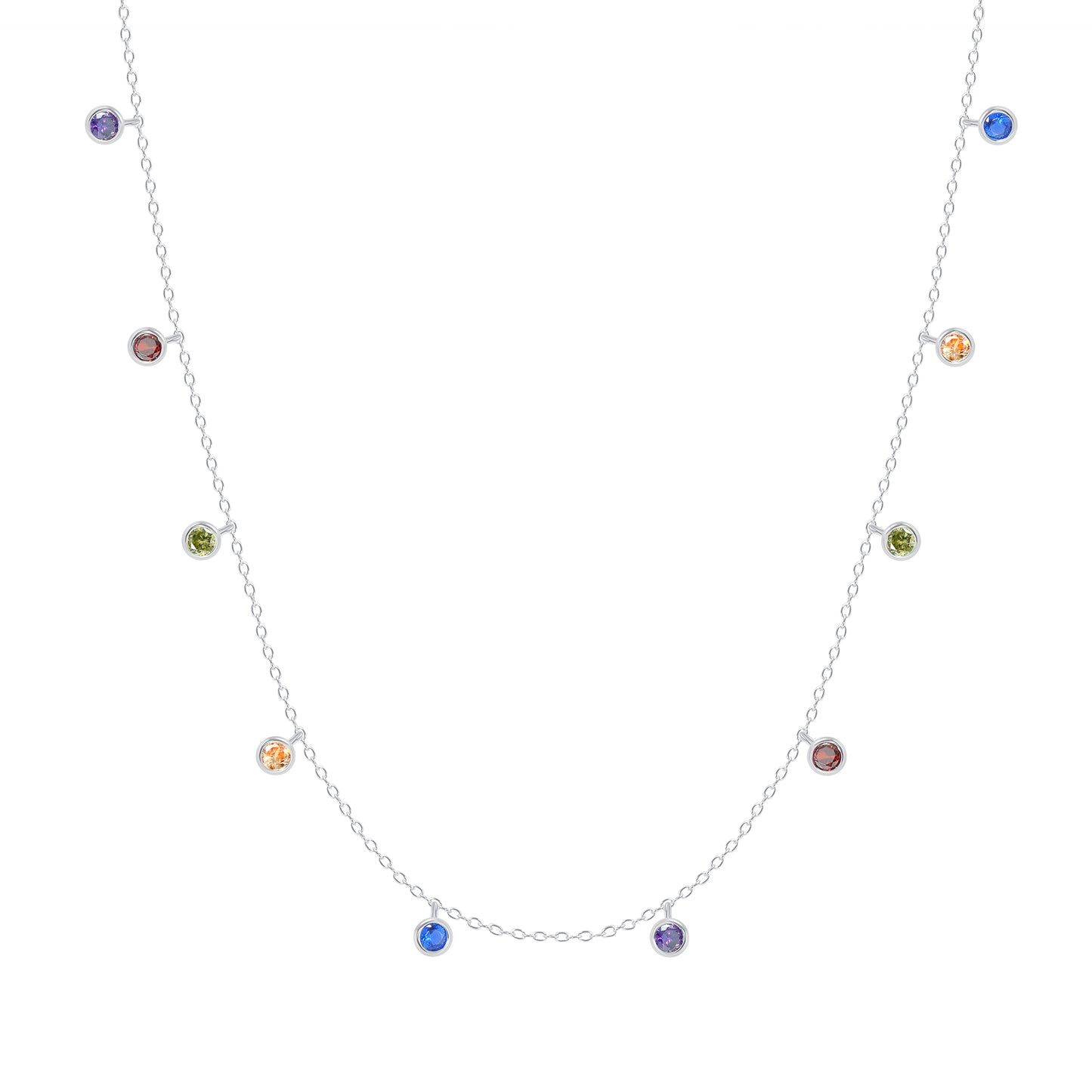 Silver 925 Rhodium Plated Cubic Zirconia By the Yard Necklace. BN3798MUL