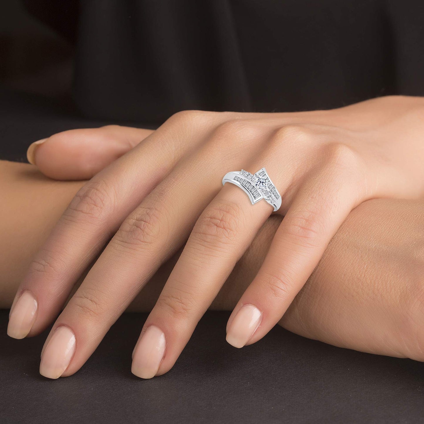 Sterling Silver Side Way Marquise Solitaire Ring