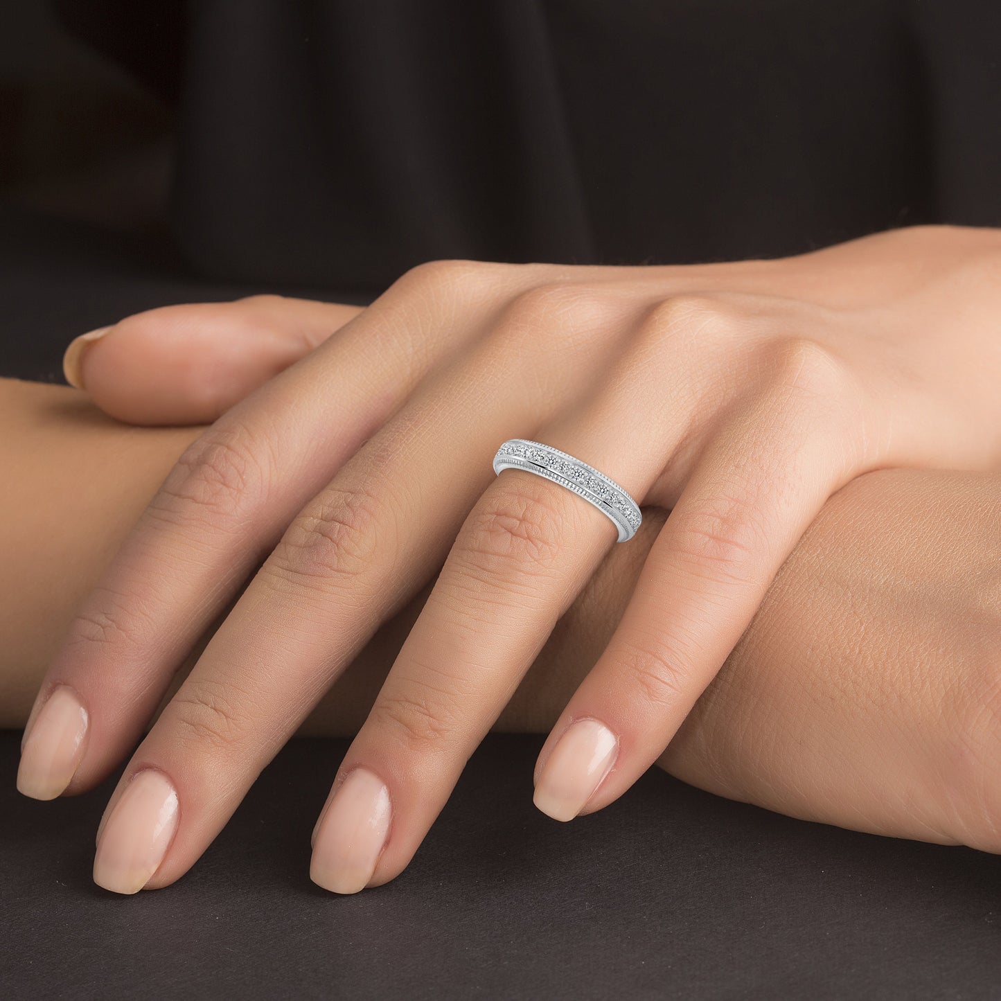 Sterling Silver Fancy CZ Band Ring