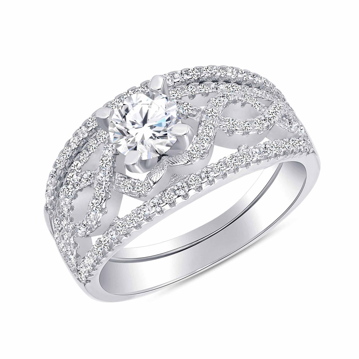 Sterling Silver 2 Piece Wedding Ring