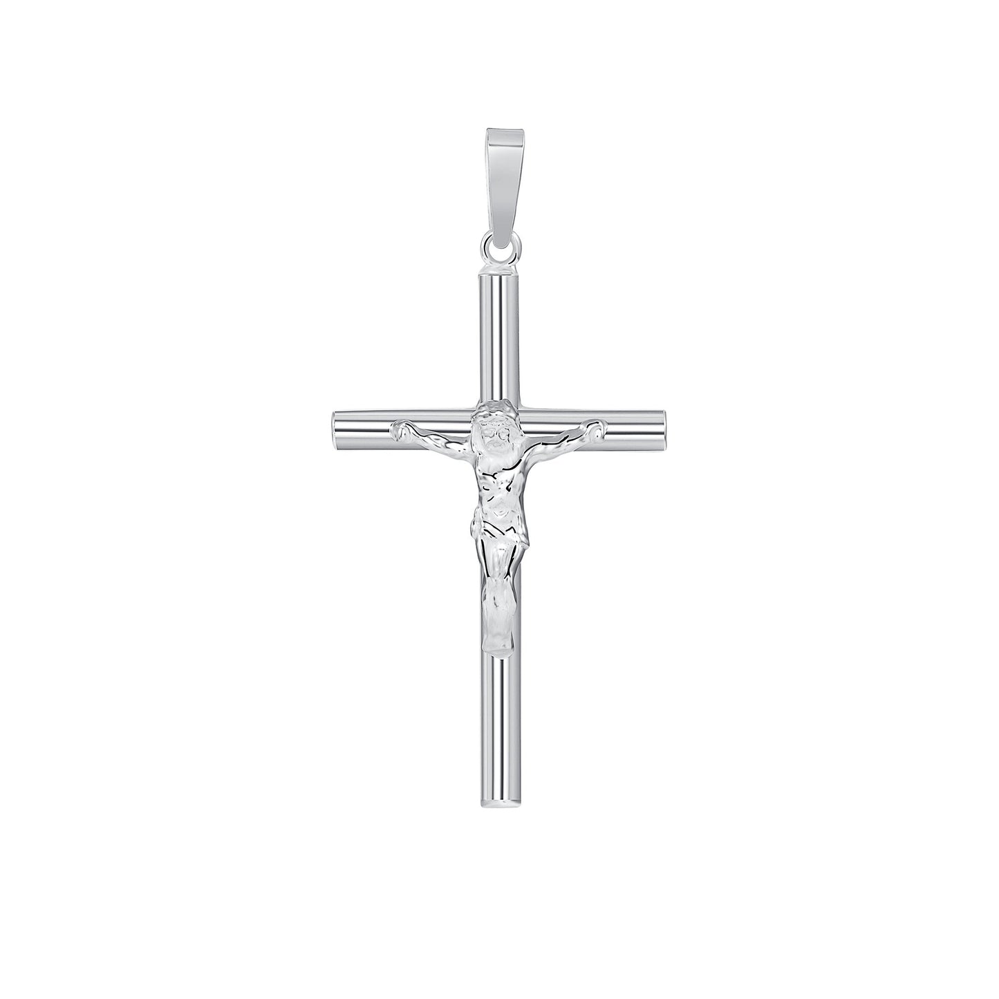 Sterling Silver Tube Cross Jesus
