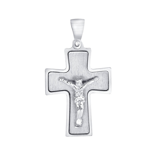Silver 925 Matte Finished Jesus Cross Pendant. CROSS09