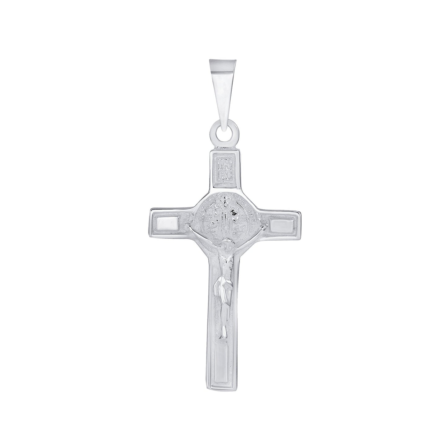 Silver 925 San Benito (Saint Benedict) H4mm Cross Pendant. CROSS69