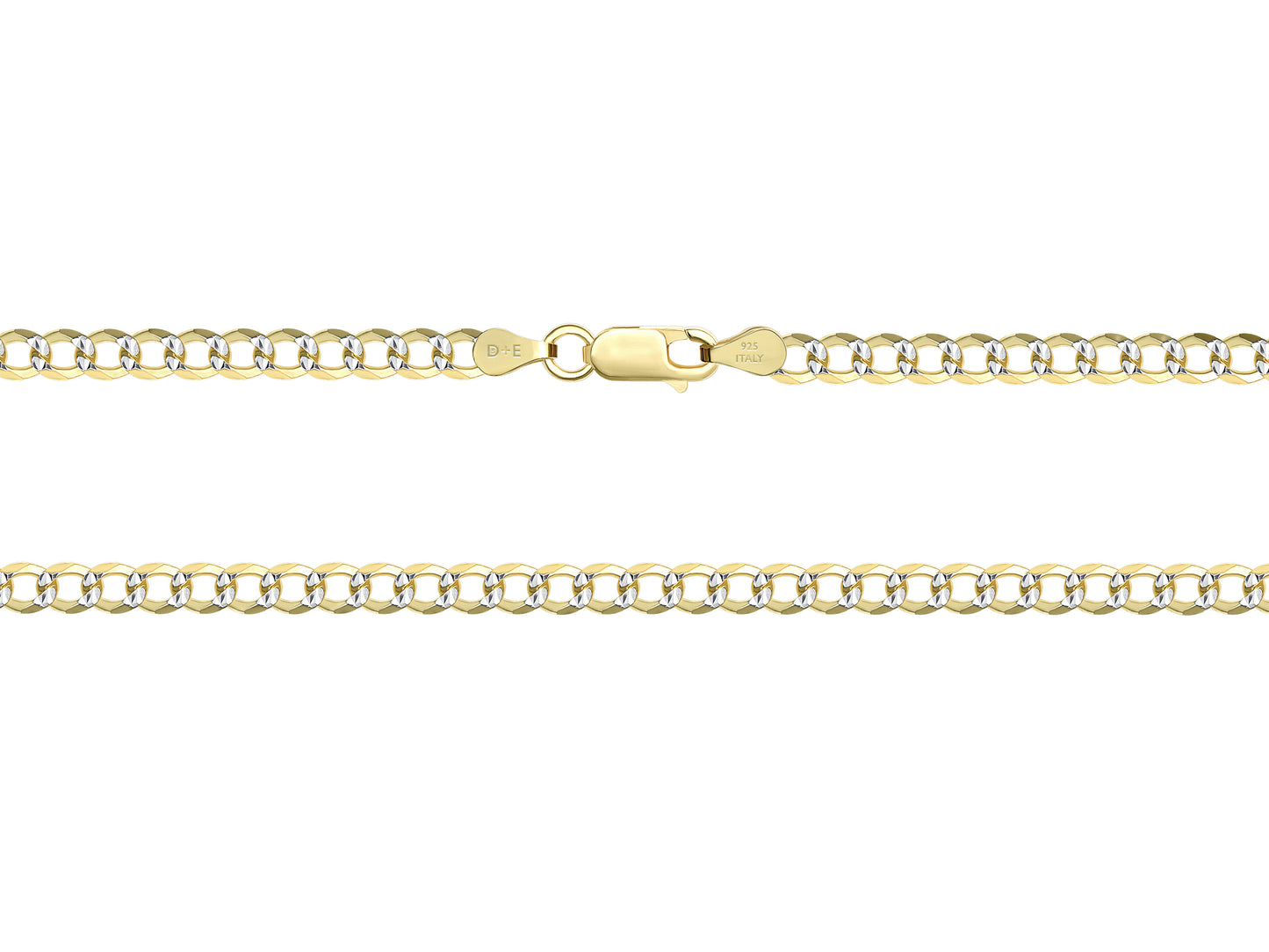 Sterling Silver Cuban 2 Tone Pave Chain