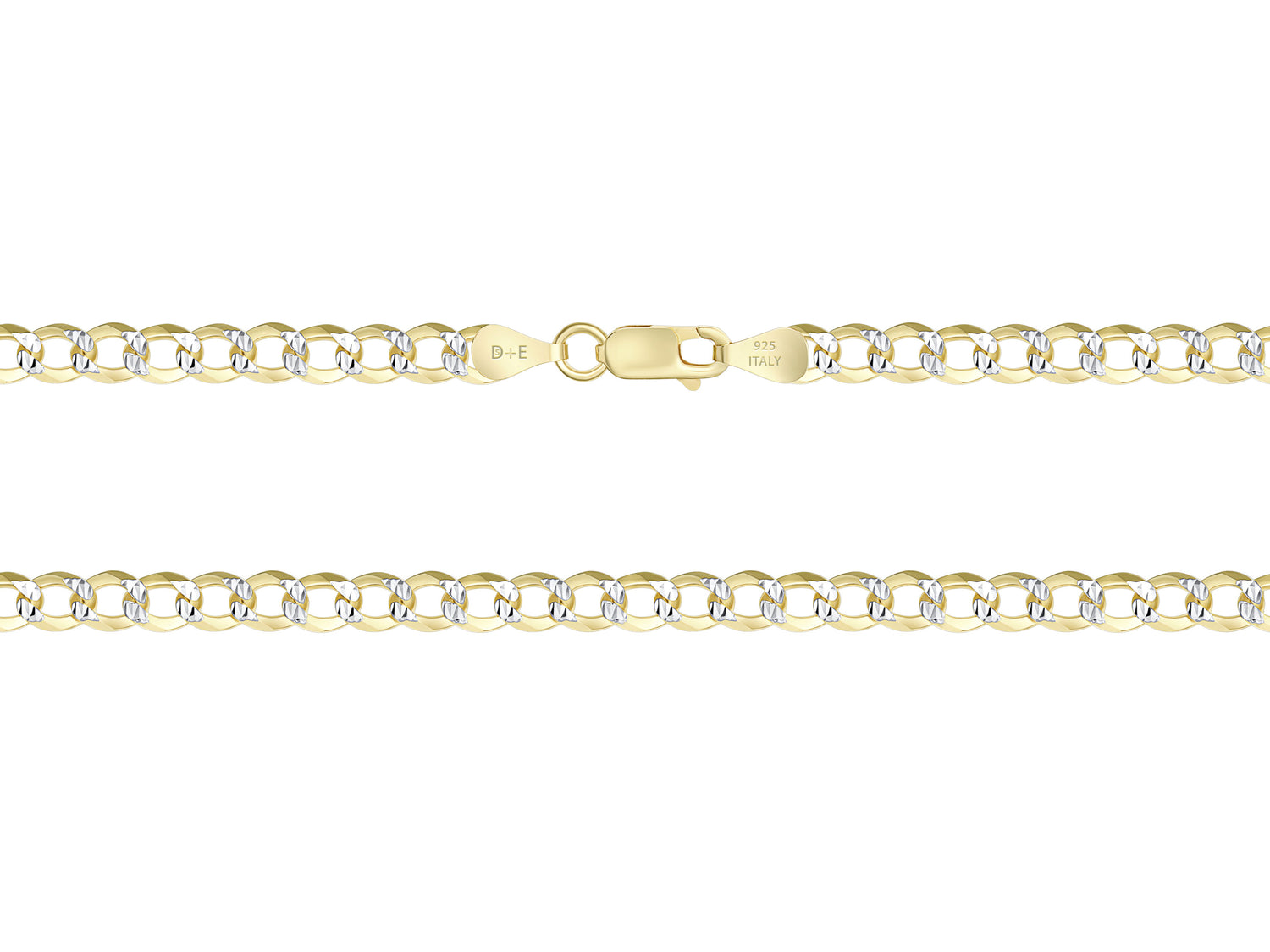 Sterling Silver Cuban 2 Tone Pave Chain