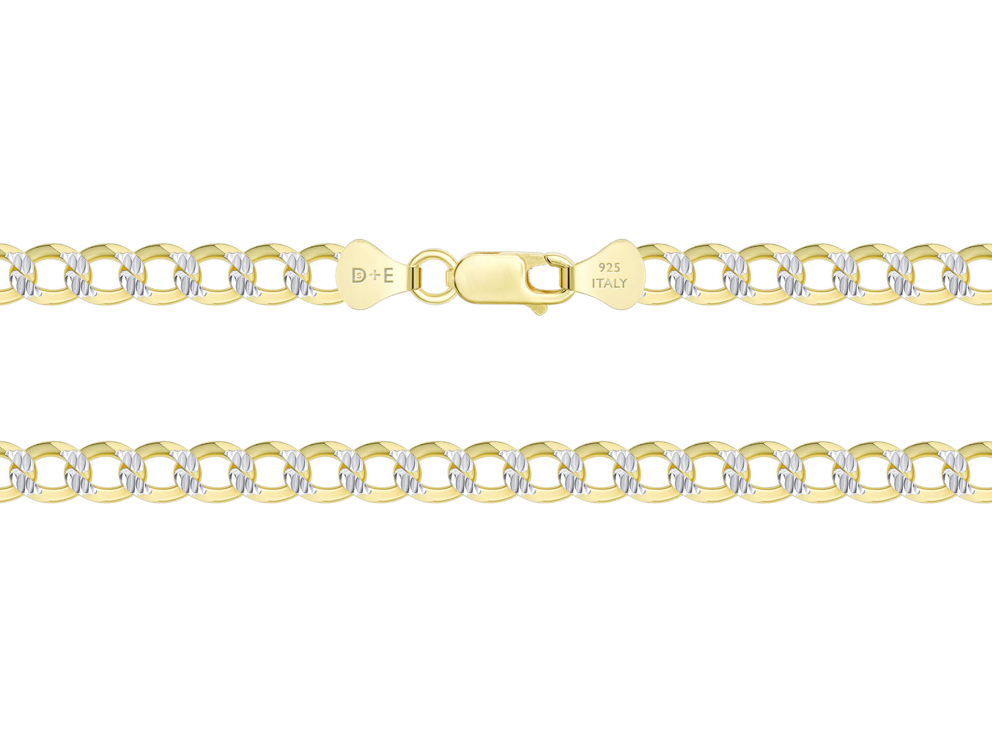 Sterling Silver Cuban 2 Tone Pave Chain