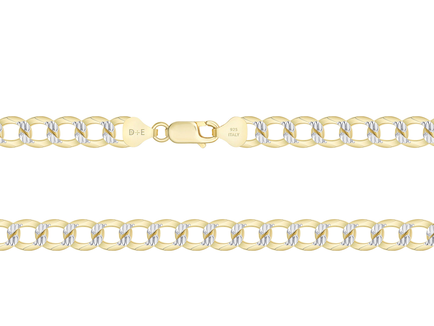 Sterling Silver Cuban 2 Tone Pave Chain