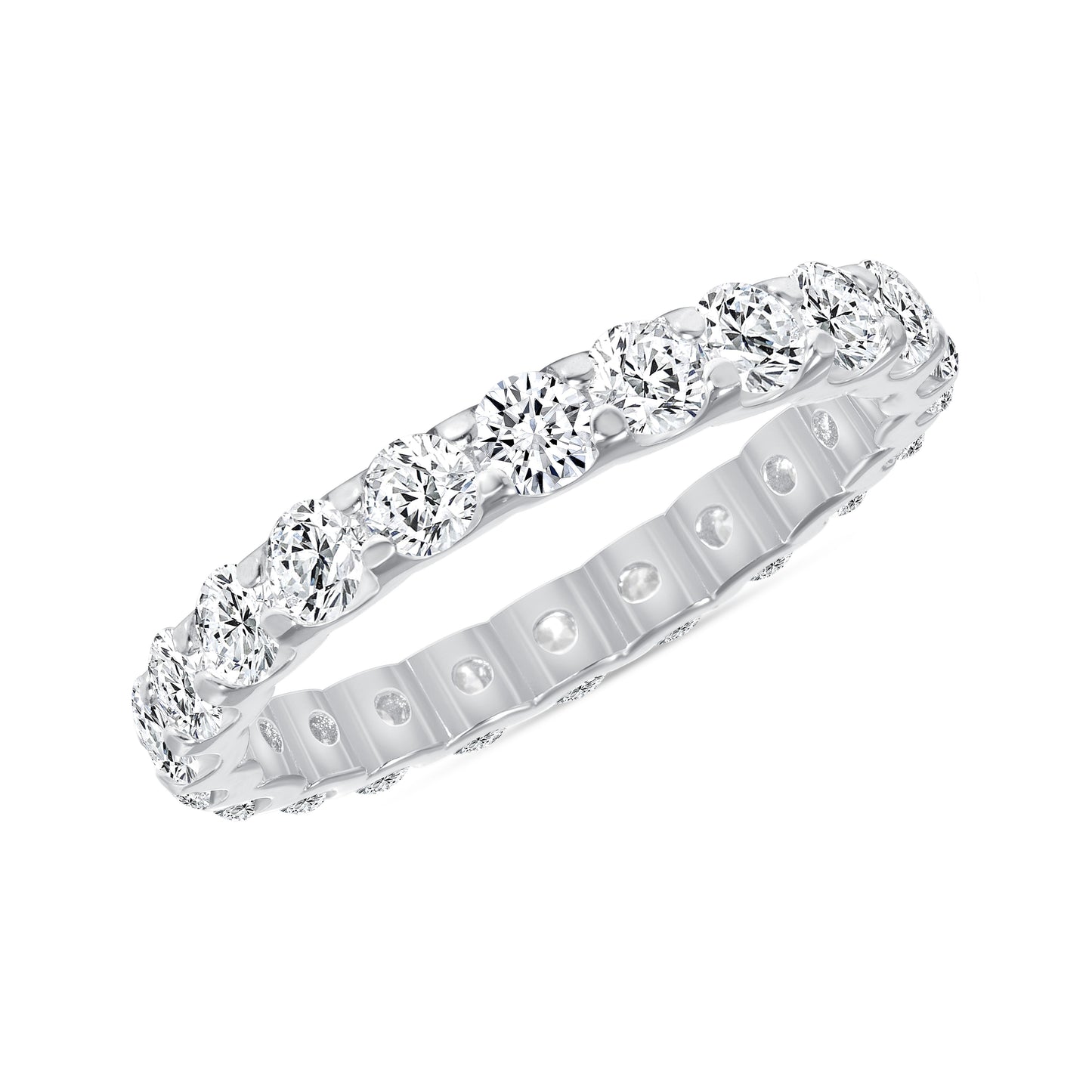 Silver 925 Rhodium Plated Round Cubic Zirconia Bridal 2 Rings Set. GR5877