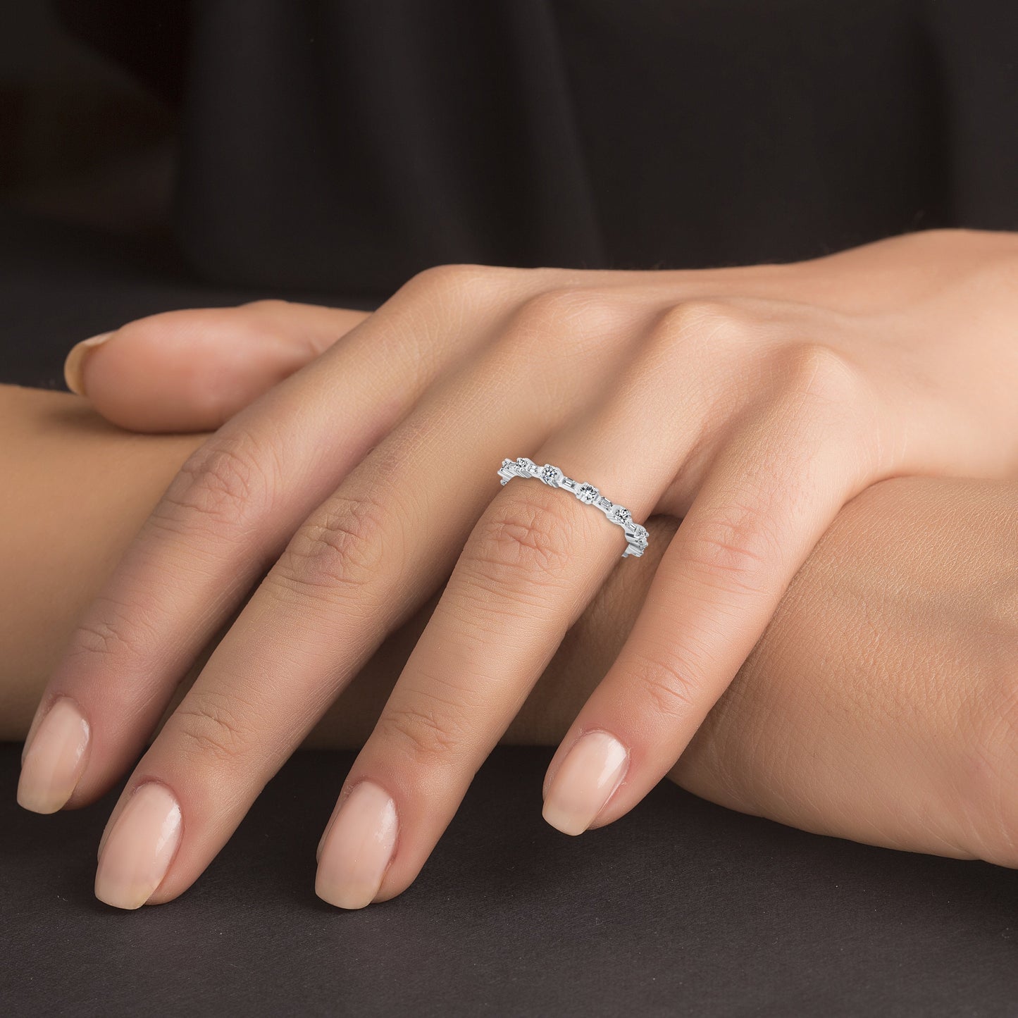 Sterling Silver Style Baguette Ring