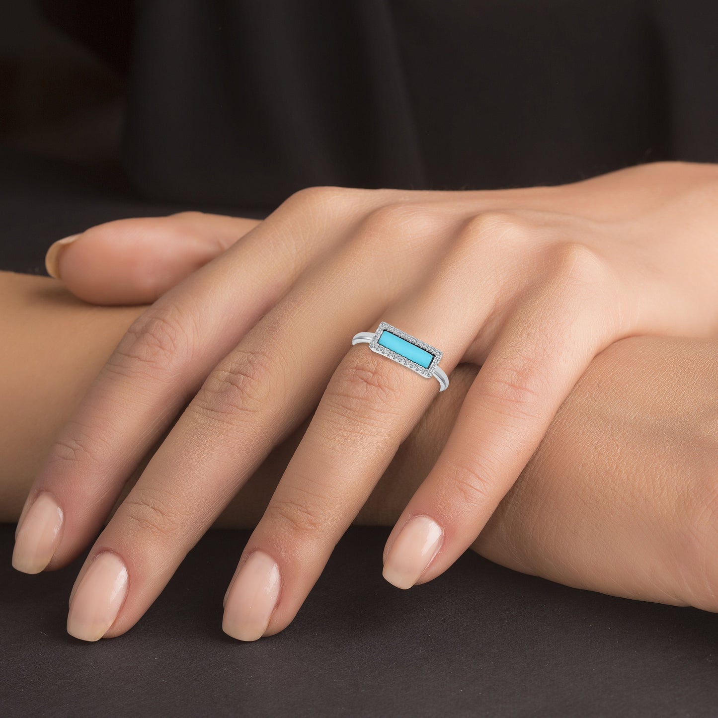 Sterling Silver Turquoise Rectangular Ring