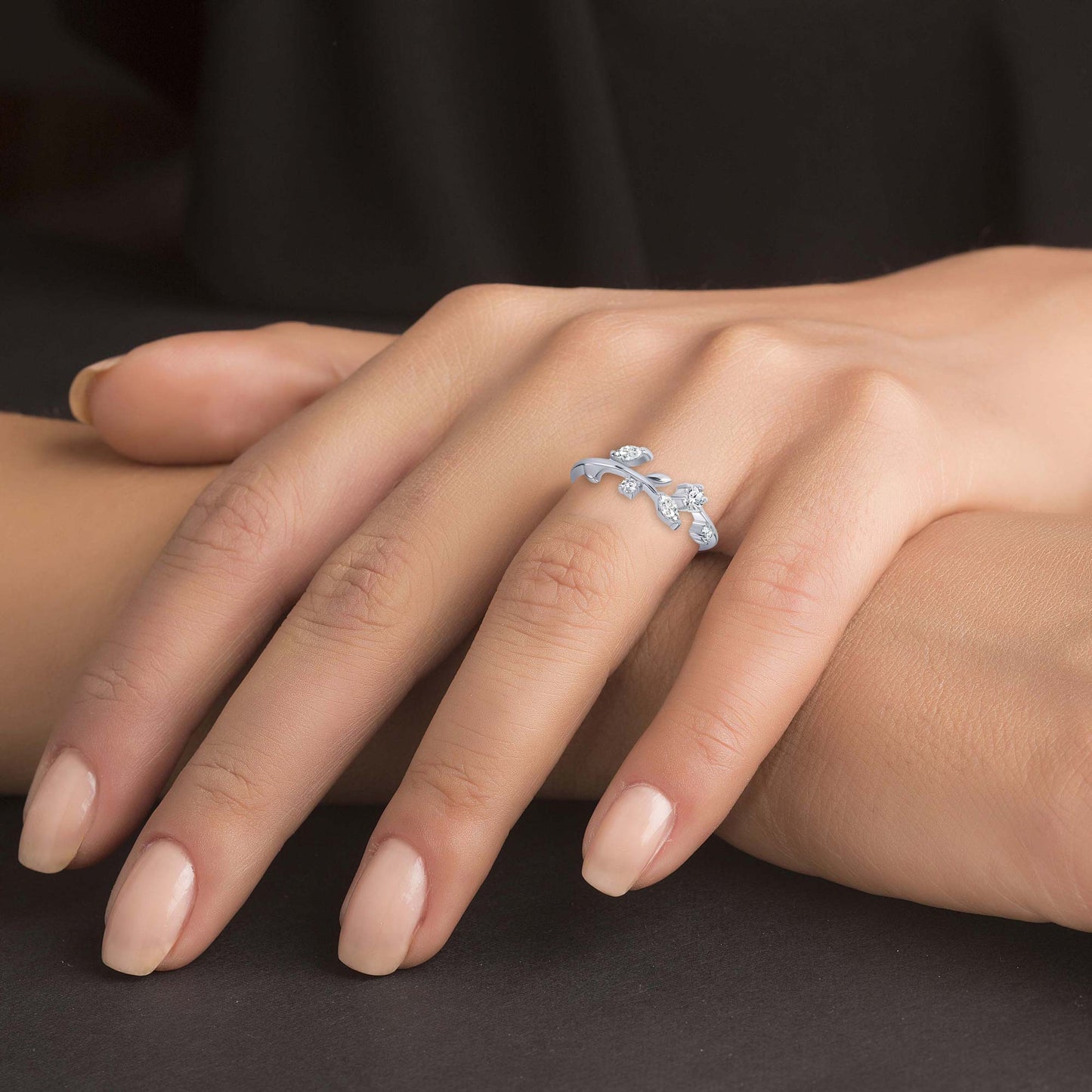 Sterling Silver Endless Marquise Cz Dainty Ring