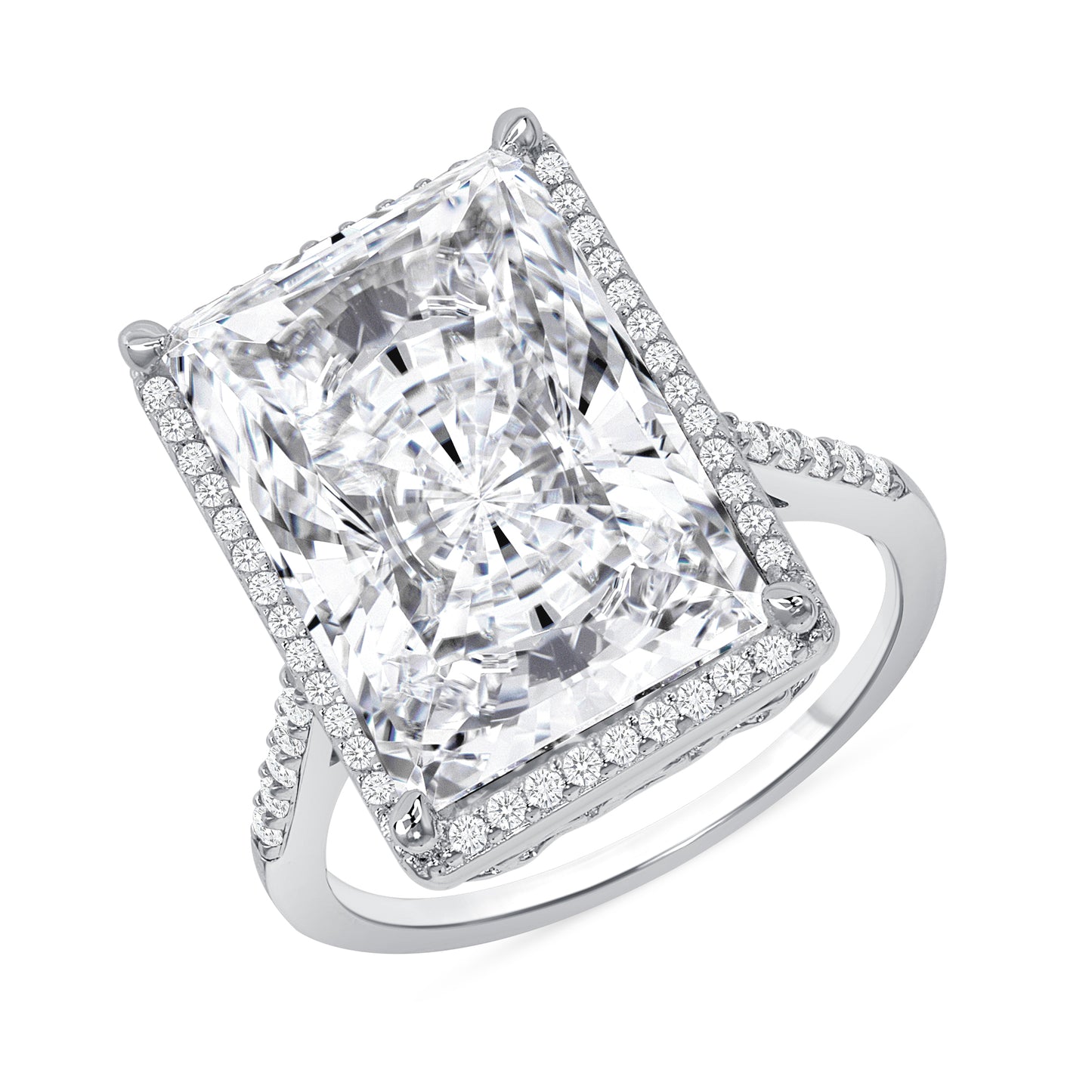 Silver 925 Rhodium Plated Fancy Pave Cubic Zirconia Ladies Ring. DGR2081