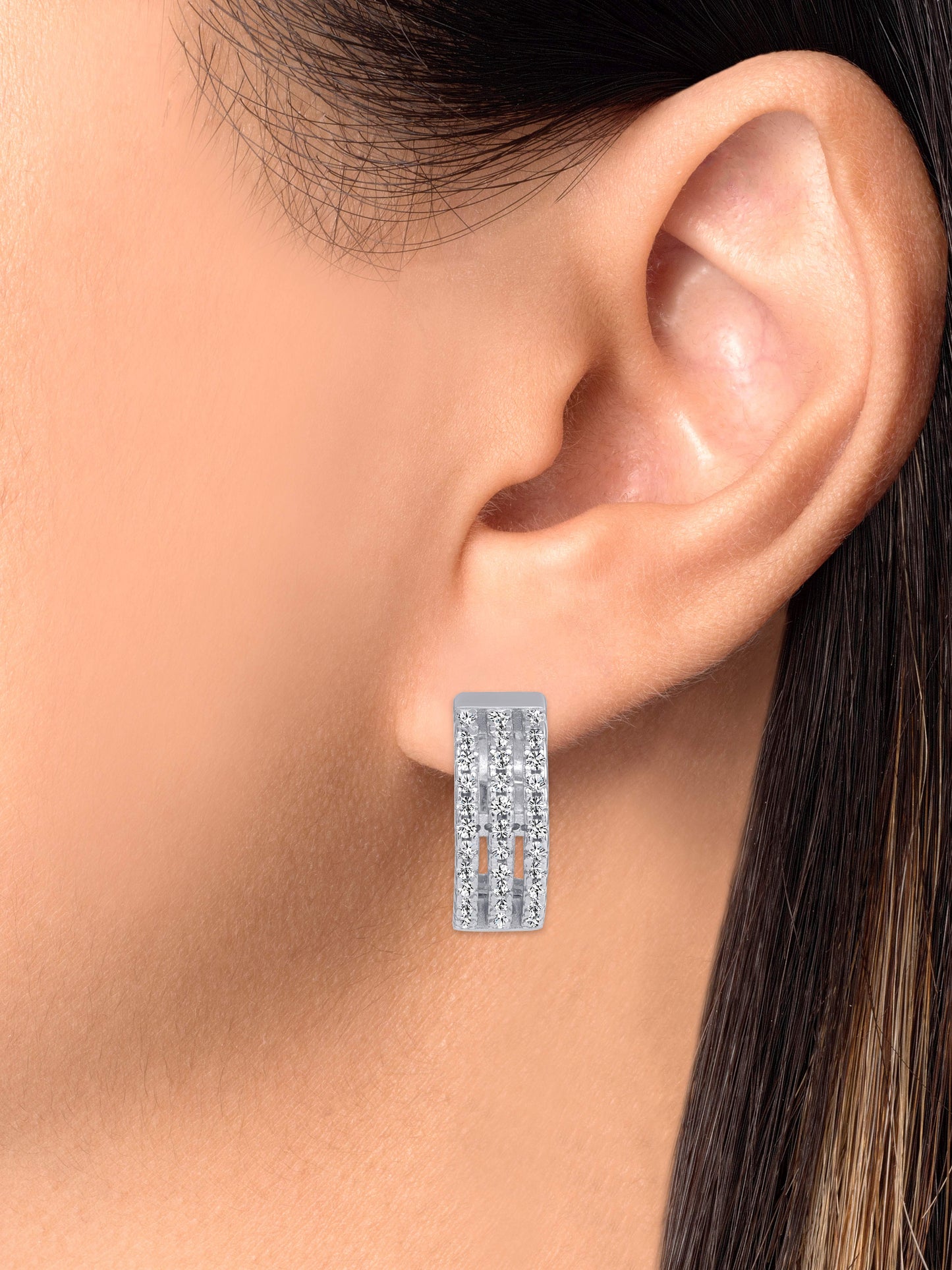Sterling Silver 3 Strands Hoop Earring Endless