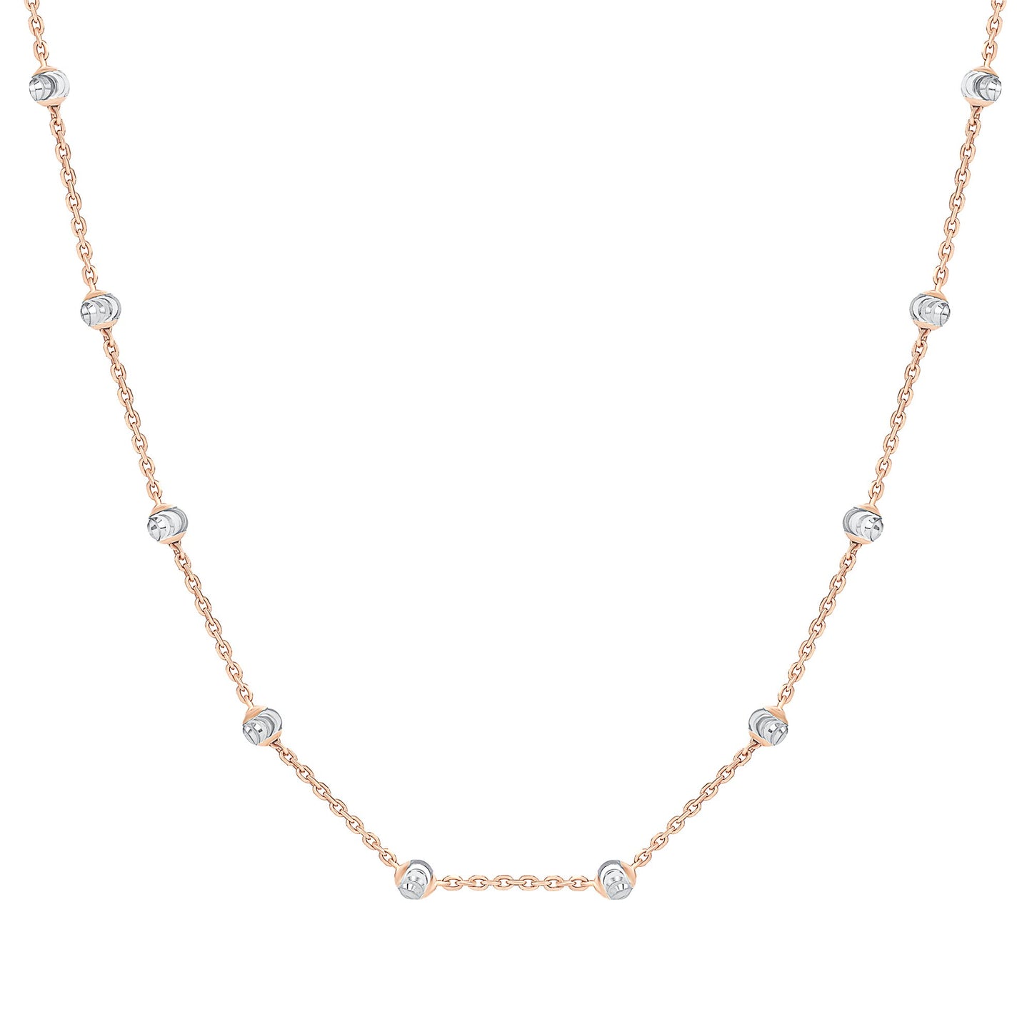 Silver 925 Rose Gold Plated 3 mm Round Moon Cut Bead Chain. EXTRND3RG