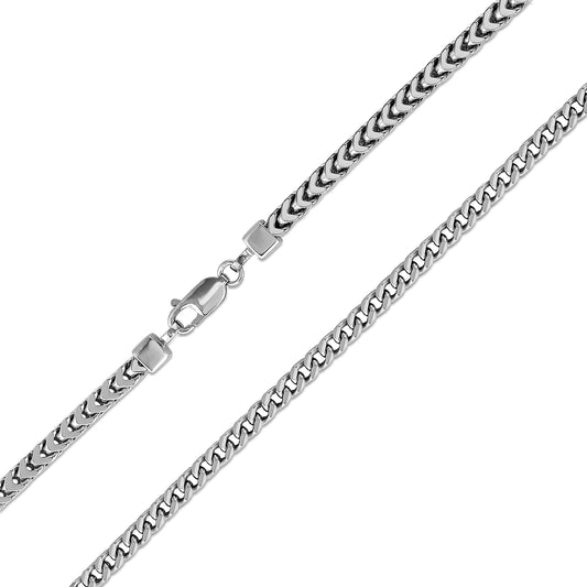 Silver 925 Rhodium Plated Franco Hollow Chain 4mm. FRANCOH120R
