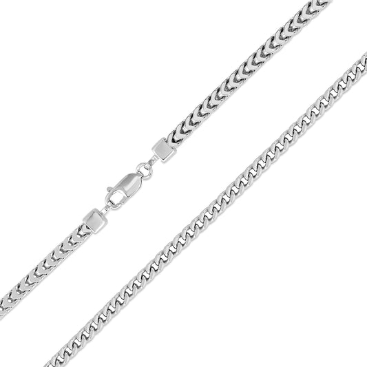 Silver 925 Rhodium Plated Franco Hollow Chain 8 mm. FRANCOH180R