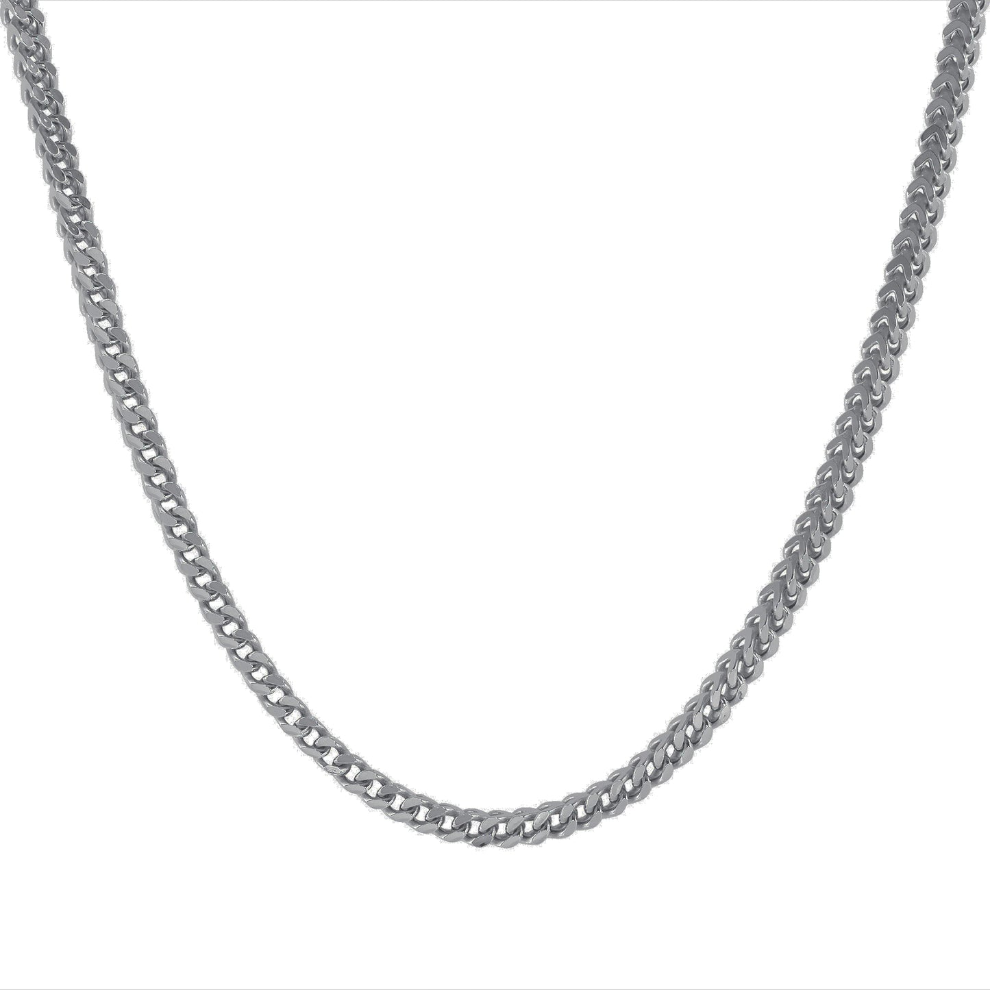 Silver 925 Rhodium Plated Franco Square Chain. FRANCOSQ120R